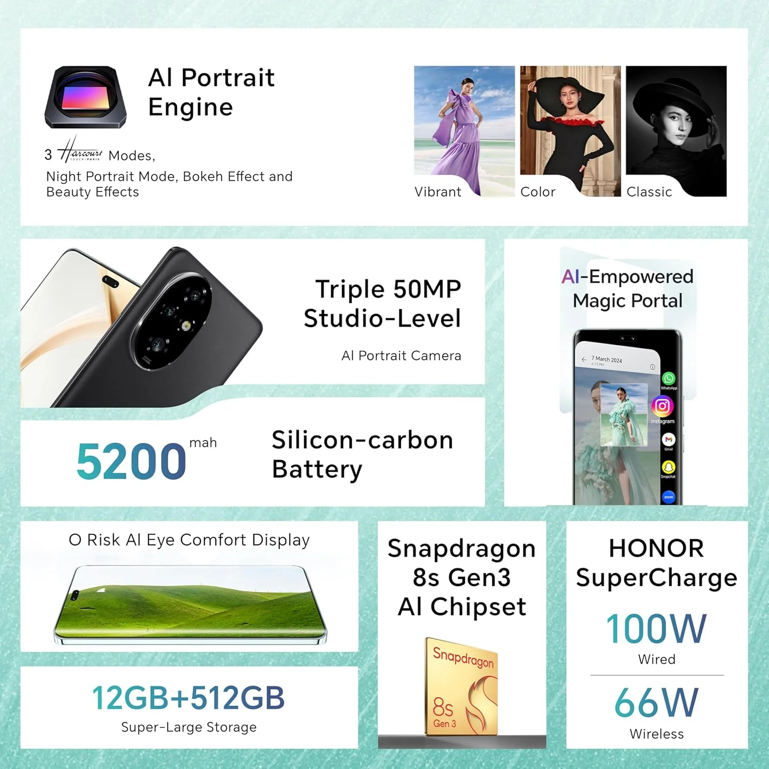گوشی موبایل آنر 200 پرو 5G، با 12 گیگابایت رم و 512 گیگابایت حافظه داخلی، دو سیم کارت، مشکی - نسخه خاورمیانه گوشی موبایل آنر 200 پرو 5G، با 12 گیگابایت رم و 512 گیگابایت حافظه داخلی، دو سیم کارت، مشکی - نسخه خاورمیانه