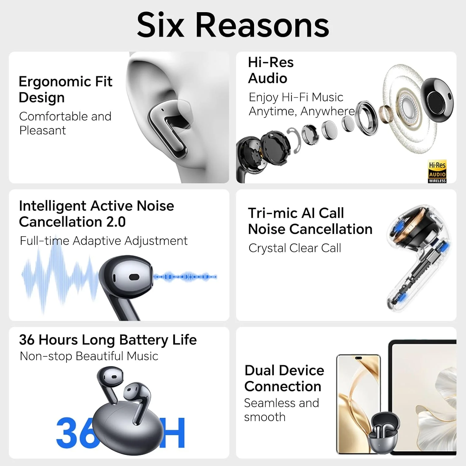 هندزفری بلوتوثی آنر Choice Earbuds S7، 36 ساعت عمر باتری، هدفون با قابلیت حذف نویز تماس با هوش مصنوعی سه میکروفونی، هدفون بلوتوث 5.3 با میکروفون، هدفون بی سیم داخل گوش IP54، خاکستری هندزفری بلوتوثی آنر Choice Earbuds S7، 36 ساعت عمر باتری، هدفون با قابلیت حذف نویز تماس با هوش مصنوعی سه میکروفونی، هدفون بلوتوث 5.3 با میکروفون، هدفون بی سیم داخل گوش IP54، خاکستری