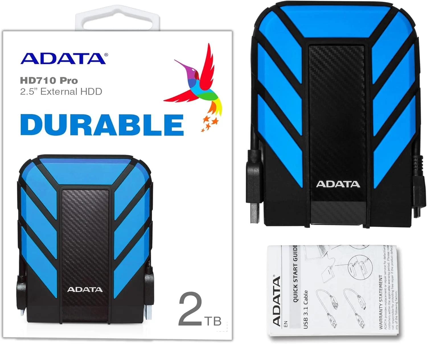 هارد اکسترنال ای دیتا Dashdrive Durable HD710 Pro، USB 3.1 (2 ترابایت، آبی)