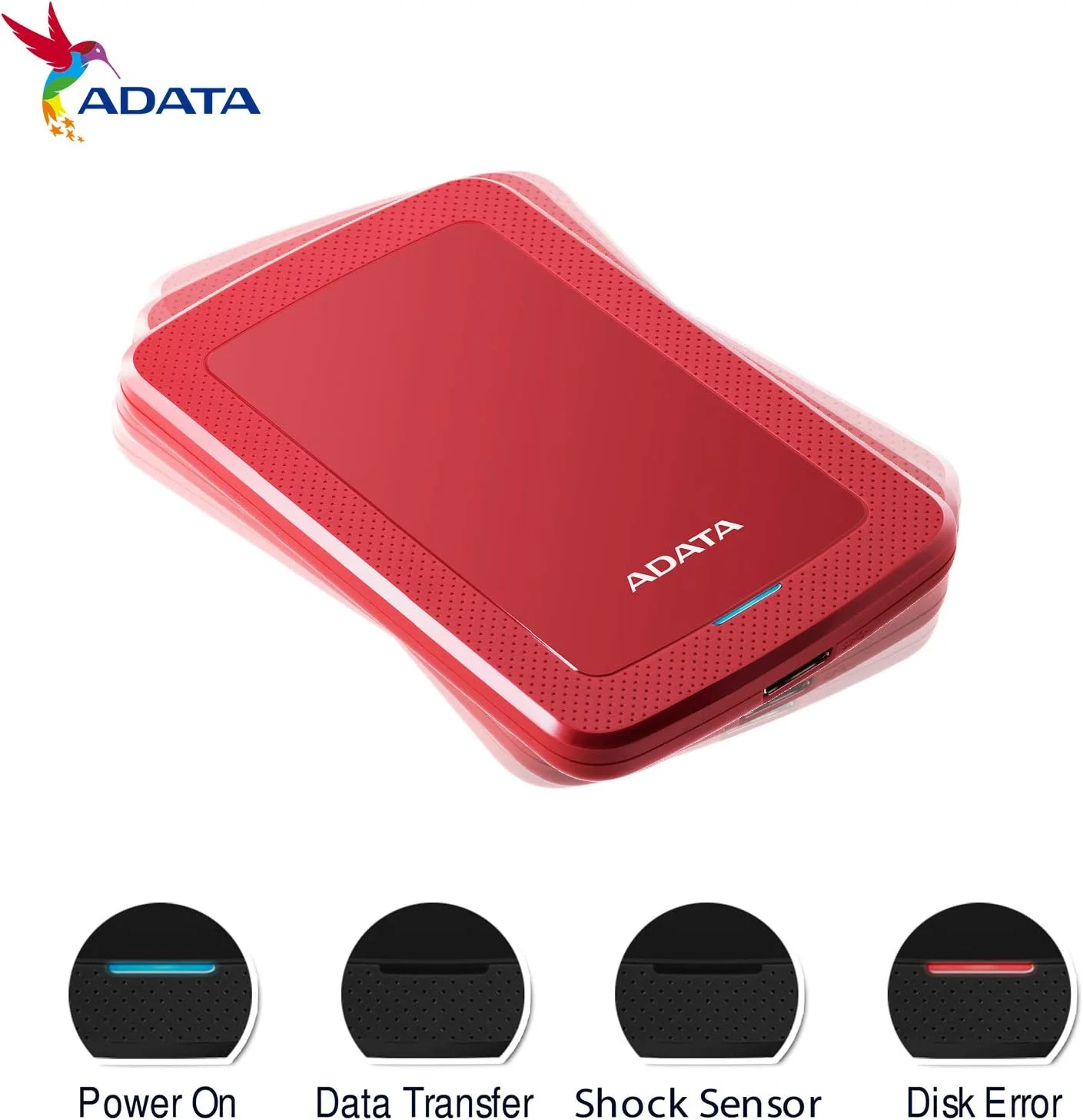 هارد اکسترنال ای دیتا مدل AHV300-1TU31-CRD ظرفیت 1 ترابایت USB3.0 رنگ قرمز
