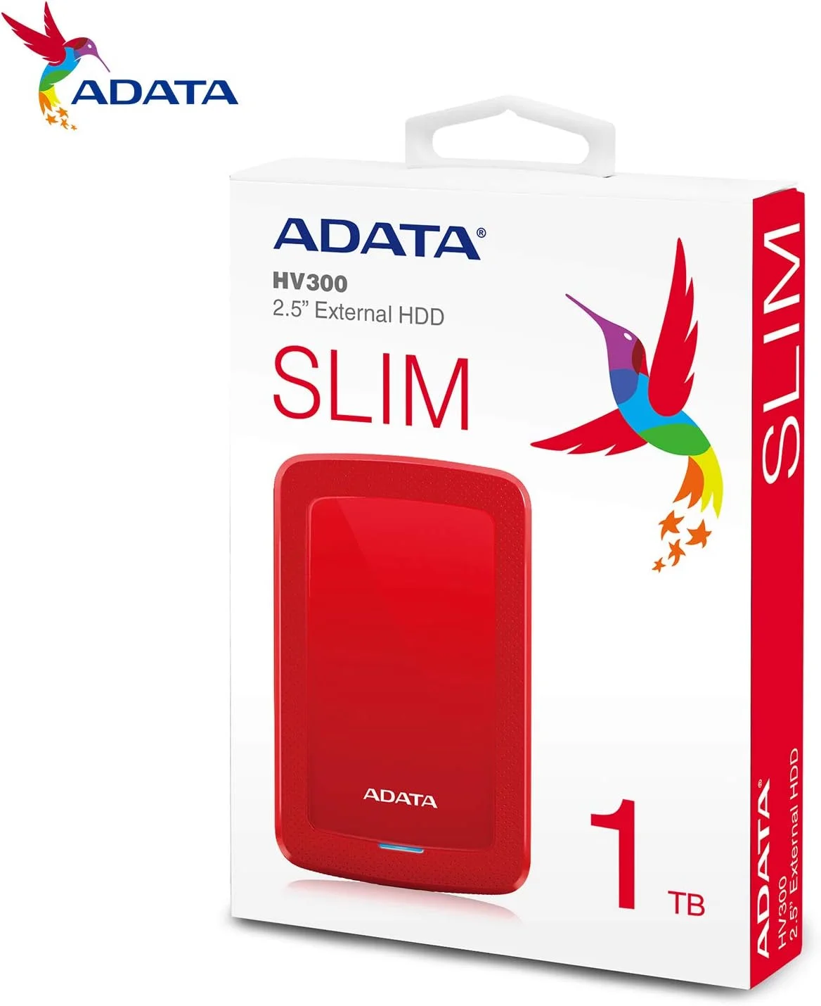 هارد اکسترنال ای دیتا مدل AHV300-1TU31-CRD ظرفیت 1 ترابایت USB3.0 رنگ قرمز