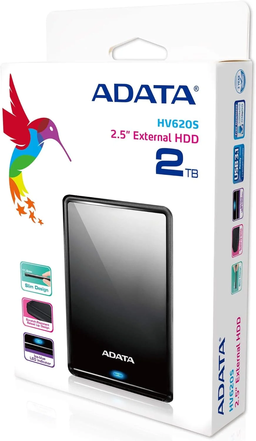 هارد اکسترنال ای دیتا HV620S ظرفیت 2 ترابایت USB3.1 سایز 2.5 اینچ مشکی هارد اکسترنال ای دیتا HV620S ظرفیت 2 ترابایت USB3.1 سایز 2.5 اینچ مشکی