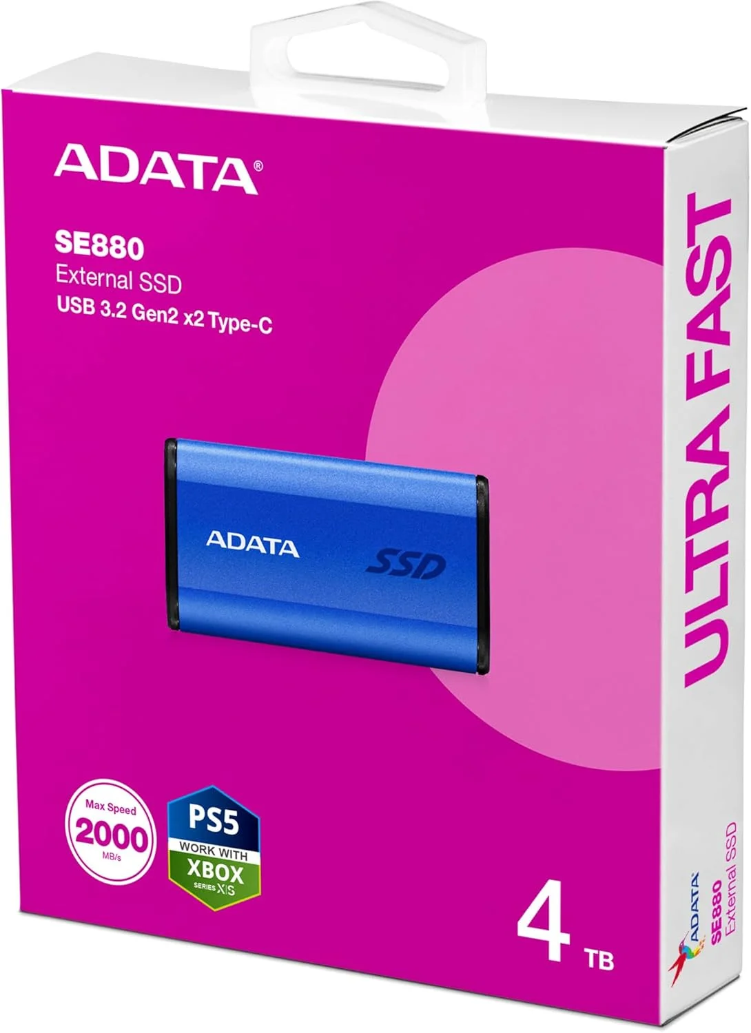 ADATA SE880 4TB SSD اکسترنال | درایو حالت جامد فوق العاده سریع قابل حمل سازگار با PS5 و XBOX | آبی ADATA SE880 4TB SSD اکسترنال | درایو حالت جامد فوق العاده سریع قابل حمل سازگار با PS5 و XBOX | آبی