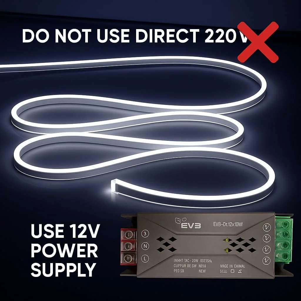 چراغ نواری نئونی 5 متری به همراه منبع تغذیه - نوار LED سیلیکونی ضد آب و انعطاف پذیر 12 ولت، شامل منبع تغذیه 100 ولت/12 وات، مناسب برای استفاده در فضای داخلی و خارجی، اتاق خواب، آشپزخانه، دکور دیوار (نارنجی)