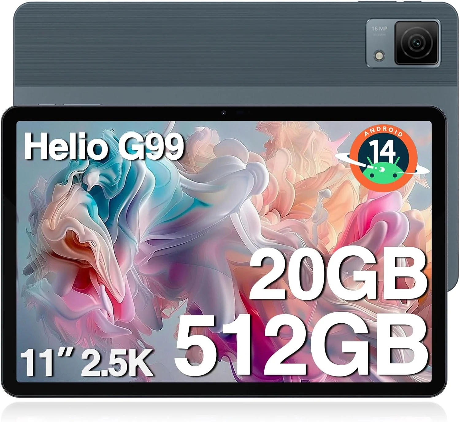 تبلت اندروید 14 DOOGEE T40، هلیو G99 هشت هسته‌ای IPS 1600x2560، نمایشگر فوق‌العاده شفاف 11 اینچی 2.5K، 20 گیگابایت + 512 گیگابایت/2 ترابایت قابل ارتقا، تبلت اندروید با باتری 8580 میلی‌آمپر ساعتی، دو سیم کارت 4G، بازگشایی با چهره، OTG