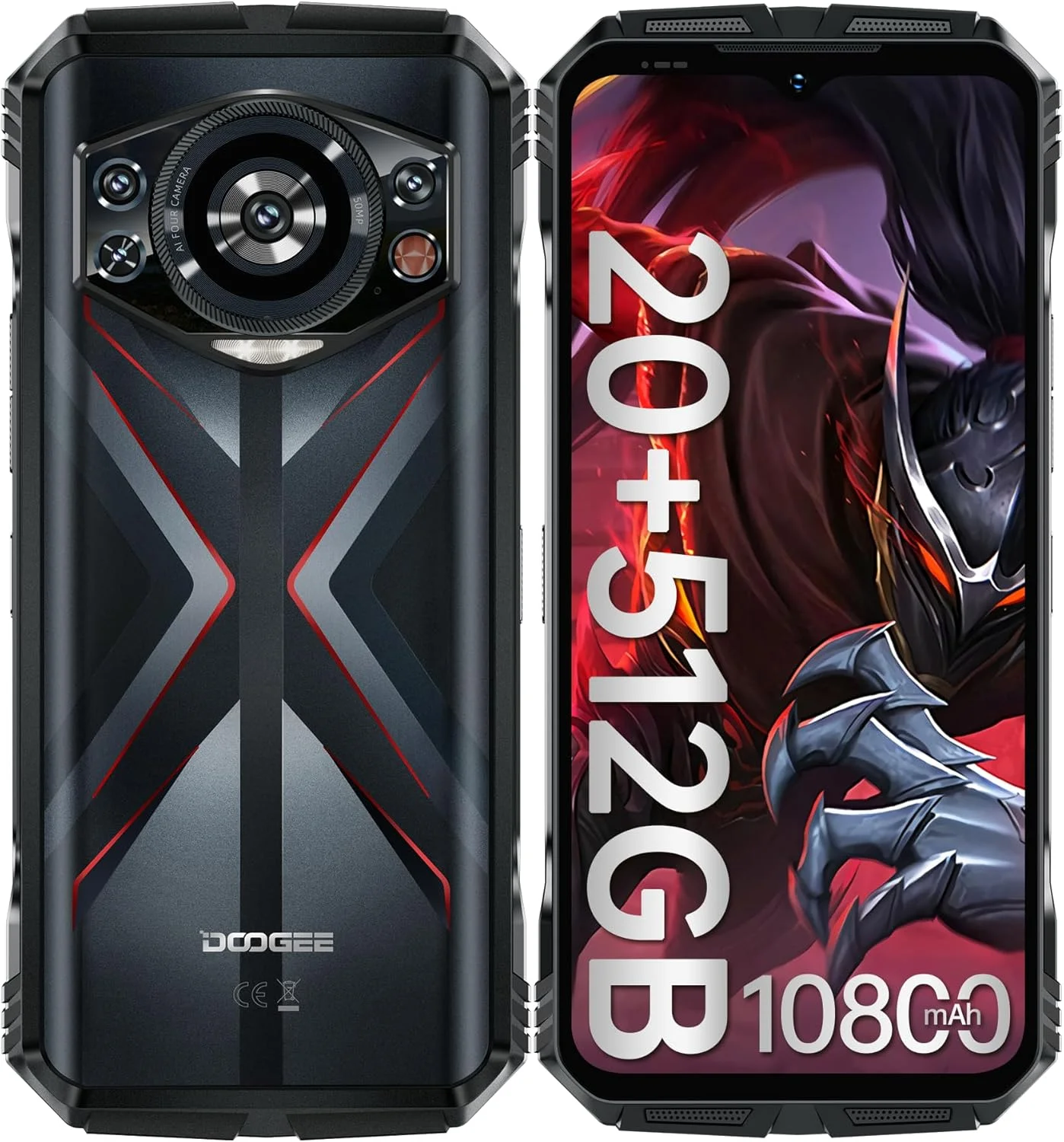 گوشی مقاوم DOOGEE S118 آنلاک شده 2024 - گوشی هوشمند مقاوم اندروید 14، هلیو G99 20 گیگابایت رم + 512 گیگابایت رام، 6.58 اینچ FHD+120HZ، باتری 10800mAh - تلفن های همراه 33W، تلفن ضد آب دوربین 50 مگاپیکسلی / 4G دو سیم کارت / NFC / OTG