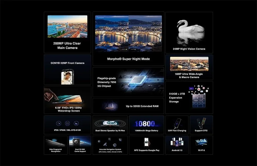 گوشی هوشمند مقاوم DOOGEE V30 Pro 5G، رم 32 + رام 512/قابلیت ارتقا تا 2 ترابایت، دوربین اصلی 200 مگاپیکسلی AI + دوربین دید در شب 24 مگاپیکسلی، صفحه نمایش 6.58 اینچی FHD، باتری بزرگ 10800 میلی آمپر ساعتی، OTG گوشی هوشمند مقاوم DOOGEE V30 Pro 5G، رم 32 + رام 512/قابلیت ارتقا تا 2 ترابایت، دوربین اصلی 200 مگاپیکسلی AI + دوربین دید در شب 24 مگاپیکسلی، صفحه نمایش 6.58 اینچی FHD، باتری بزرگ 10800 میلی آمپر ساعتی، OTG