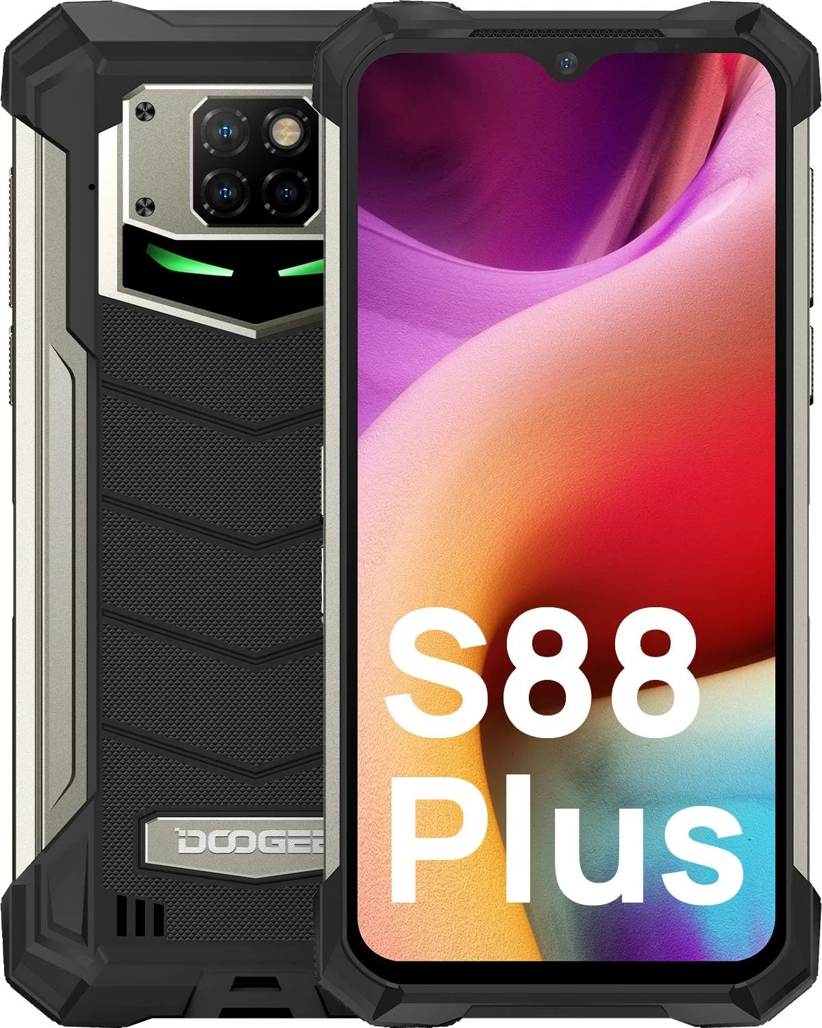 گوشی هوشمند مقاوم DOOGEE مدل S88 Plus، گوشی مقاوم، گوشی اندروید 10 با باتری 10000 میلی آمپر ساعتی، 8 گیگابایت رم + 128 گیگابایت حافظه داخلی، دوربین 48 مگاپیکسلی + 16 مگاپیکسلی، صفحه نمایش 6.3 اینچی FHD+، تلفن همراه 4G دو سیم کارته ضد آب IP68، LED/NFC، مشکی
