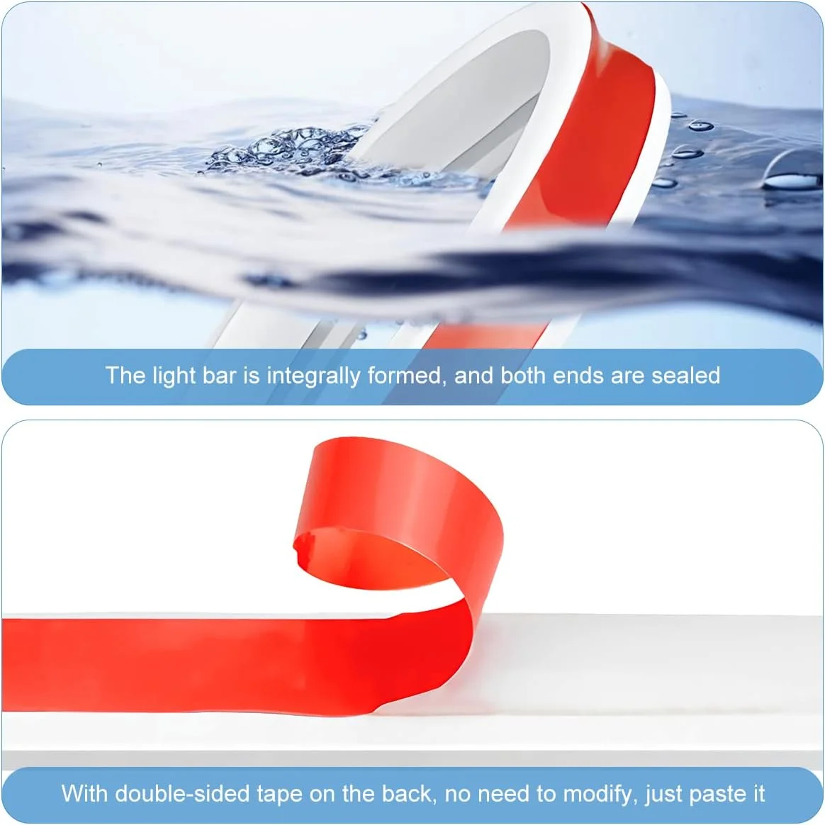 چراغ نواری ال ای دی کاپوت خودرو Senbos، چراغ های جلوی انعطاف پذیر 71 اینچی ضد آب، چراغ های روشنایی روز خارجی خودرو، چراغ کاپوت برای خودرو و کامیون