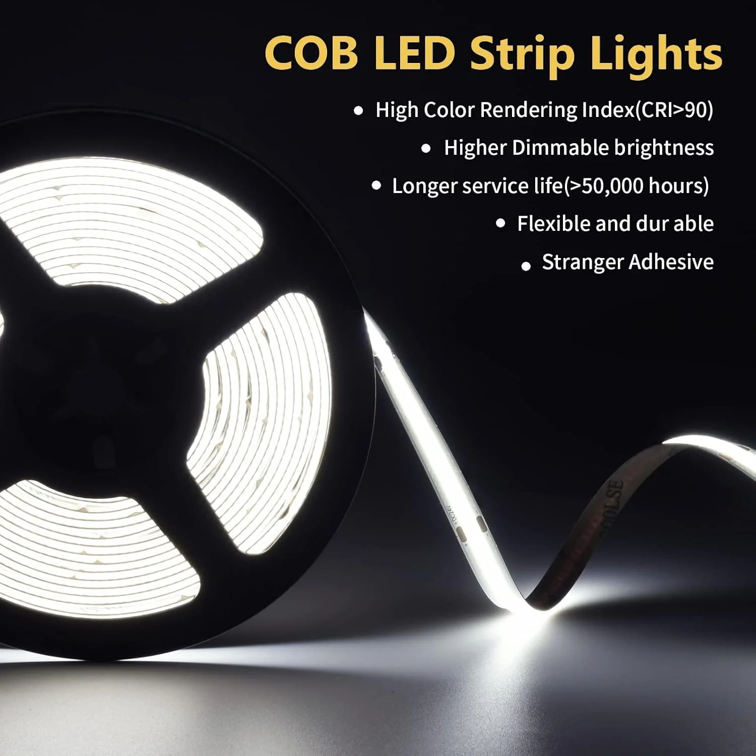 نوار LED COB سیریویی 12 ولت 5 متری، نوار چراغ LED سفید مهتابی 6000K با 480 LED در متر، CRI 90+، عرض 8 میلی متر، نور نوار LED یکنواخت و بدون نقطه برای پروژه های DIY خانه کابینت اتاق (بدون منبع تغذیه) نوار LED COB سیریویی 12 ولت 5 متری، نوار چراغ LED سفید مهتابی 6000K با 480 LED در متر، CRI 90+، عرض 8 میلی متر، نور نوار LED یکنواخت و بدون نقطه برای پروژه های DIY خانه کابینت اتاق (بدون منبع تغذیه)
