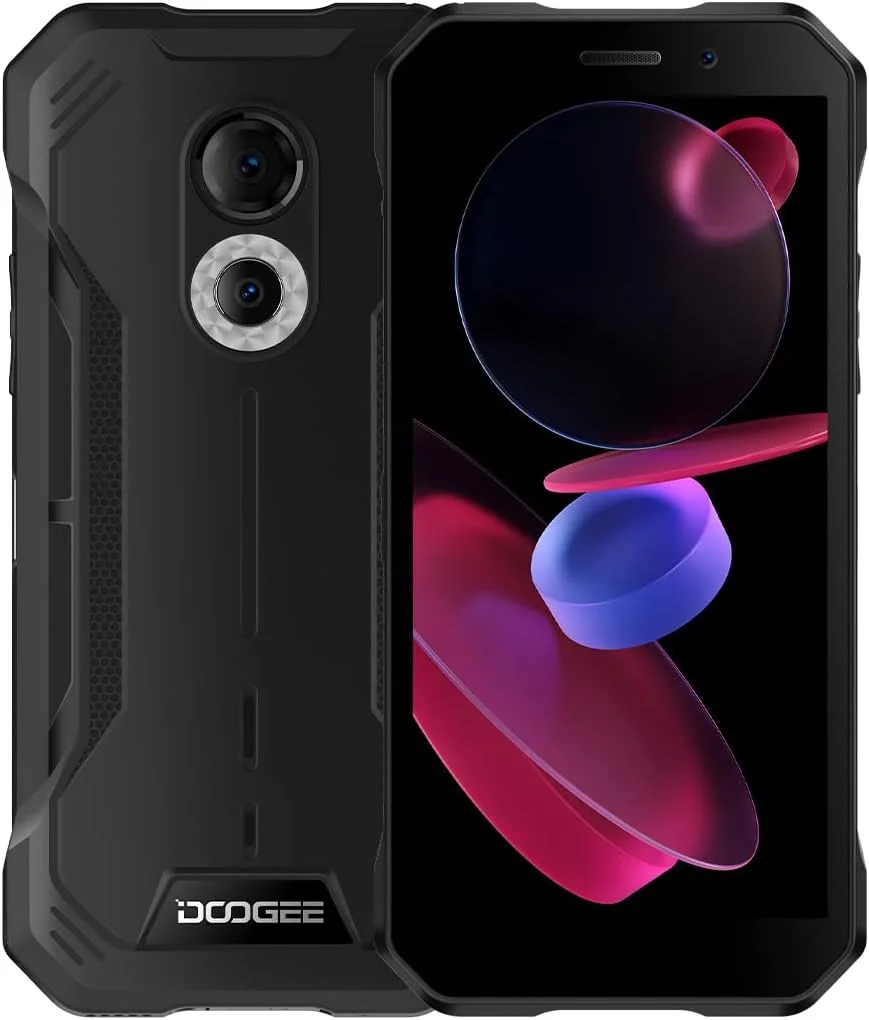 گوشی موبایل مقاوم DOOGEE Android 12 مدل S51، هشت هسته ای 2.0 گیگاهرتز، 4 گیگابایت رم + 64 گیگابایت حافظه داخلی، دو سیم کارت + SD (3 اسلات)، گوشی هوشمند ضد آب IP68 مناسب فضای باز، صفحه نمایش 6.0 اینچی HD+ گوریلا گلس، دوربین دوگانه 12 مگاپیکسلی، GPS NFC مشکی