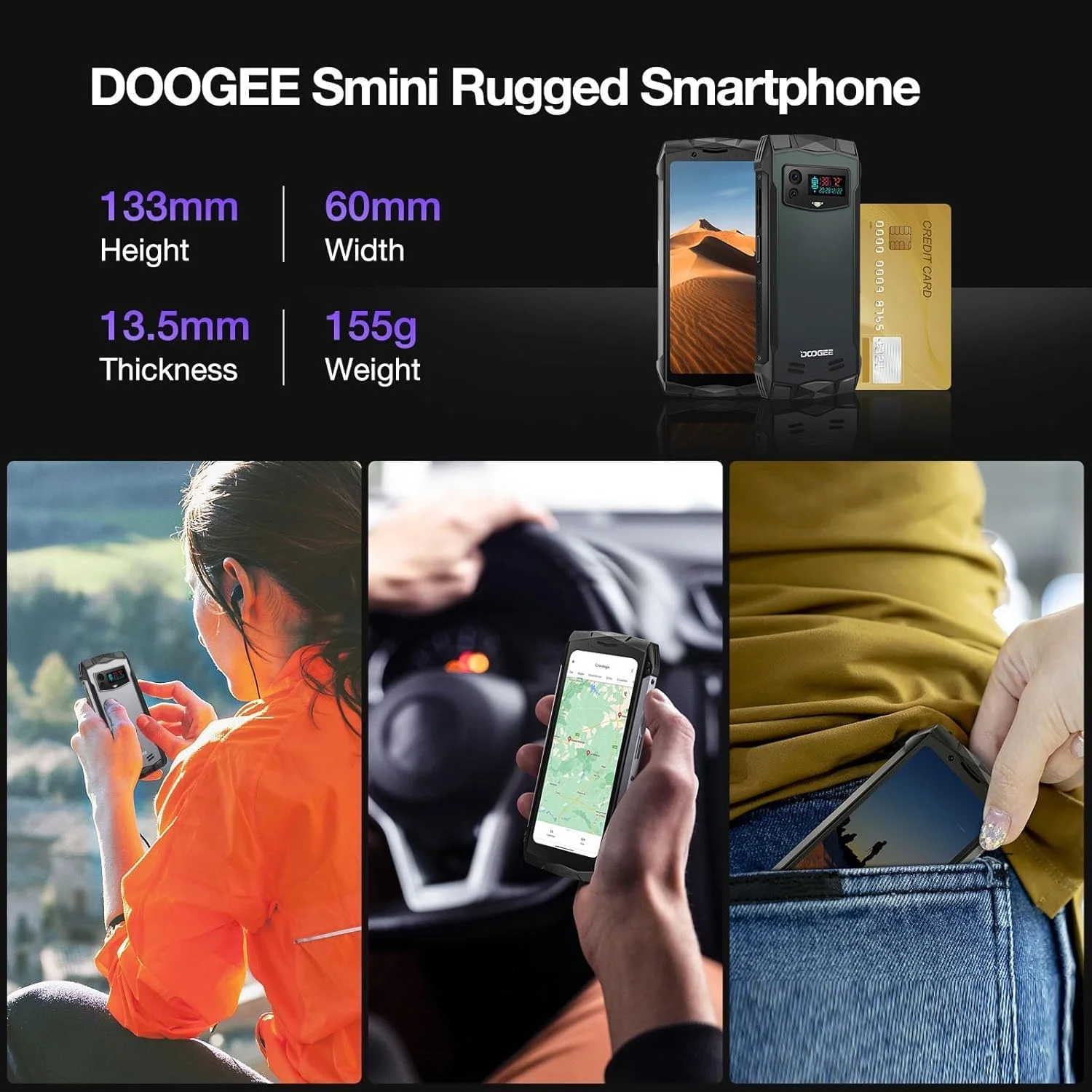 گوشی مقاوم DOOGEE S mini اندروید 13، هلیو G99 با 15 گیگابایت رم + 256 گیگابایت حافظه قابل ارتقا تا 2 ترابایت، موبایل همه کاره 4.5 اینچی QHD+ با دوربین دوگانه 50 مگاپیکسلی AI، گوشی جمع و جور 3000 میلی آمپر ساعتی، NFC/4G دو سیم کارت/شناسه چهره/اثر انگشت (مشکی) گوشی مقاوم DOOGEE S mini اندروید 13، هلیو G99 با 15 گیگابایت رم + 256 گیگابایت حافظه قابل ارتقا تا 2 ترابایت، موبایل همه کاره 4.5 اینچی QHD+ با دوربین دوگانه 50 مگاپیکسلی AI، گوشی جمع و جور 3000 میلی آمپر ساعتی، NFC/4G دو سیم کارت/شناسه چهره/اثر انگشت (مشکی)