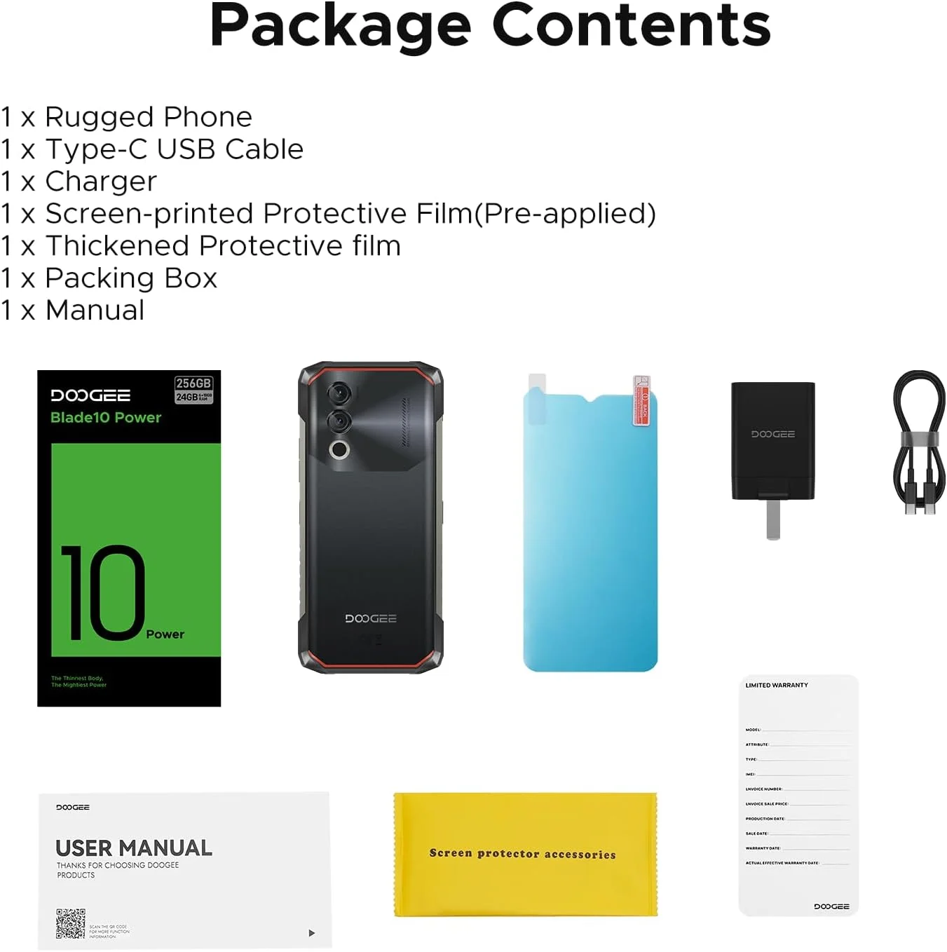گوشی هوشمند مقاوم DOOGEE Blade10 Power، آنلاک شده، 24 گیگابایت + 256 گیگابایت/2 ترابایت، تلفن مقاوم 10300 میلی آمپر ساعتی، تلفن همراه 6.6 اینچی HD+ 90 هرتز اندروید 14، دوربین 50 مگاپیکسلی، 3 اسلات کارت/باز کردن قفل با چهره/اثر انگشت/NFC/Wi-Fi 6E/IP69K گوشی هوشمند مقاوم DOOGEE Blade10 Power، آنلاک شده، 24 گیگابایت + 256 گیگابایت/2 ترابایت، تلفن مقاوم 10300 میلی آمپر ساعتی، تلفن همراه 6.6 اینچی HD+ 90 هرتز اندروید 14، دوربین 50 مگاپیکسلی، 3 اسلات کارت/باز کردن قفل با چهره/اثر انگشت/NFC/Wi-Fi 6E/IP69K