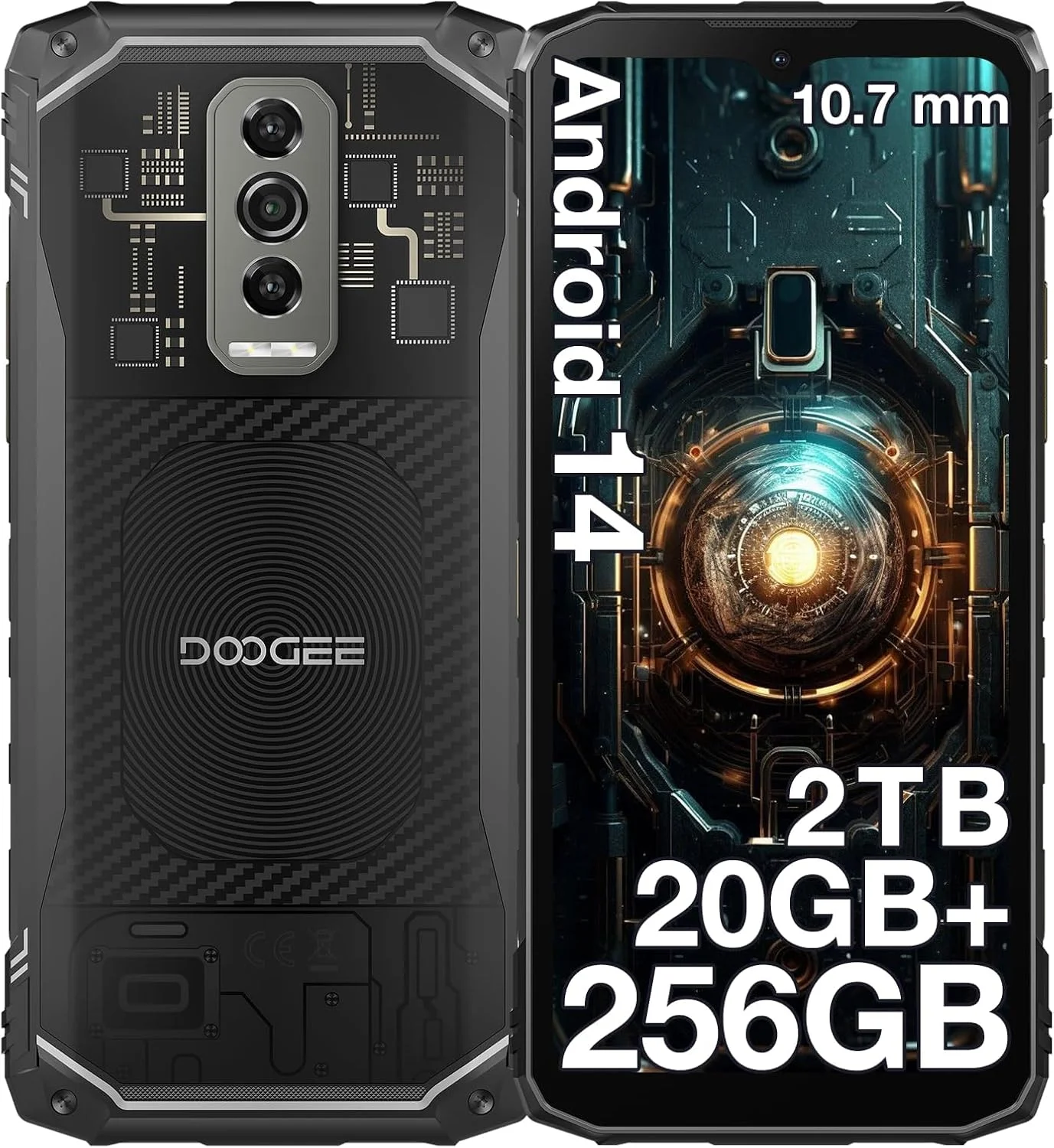 گوشی هوشمند مقاوم DOOGEE Blade 10 Ultra (2025)، 20 گیگابایت رم + 256 گیگابایت رام، گوشی مقاوم آنلاک شده اندروید 14، صفحه نمایش 6.56 اینچی 90 هرتز، دوربین 50 مگاپیکسلی، گوشی های ضد آب IP68/IP69K، Face ID/NFC/GPS/OTG