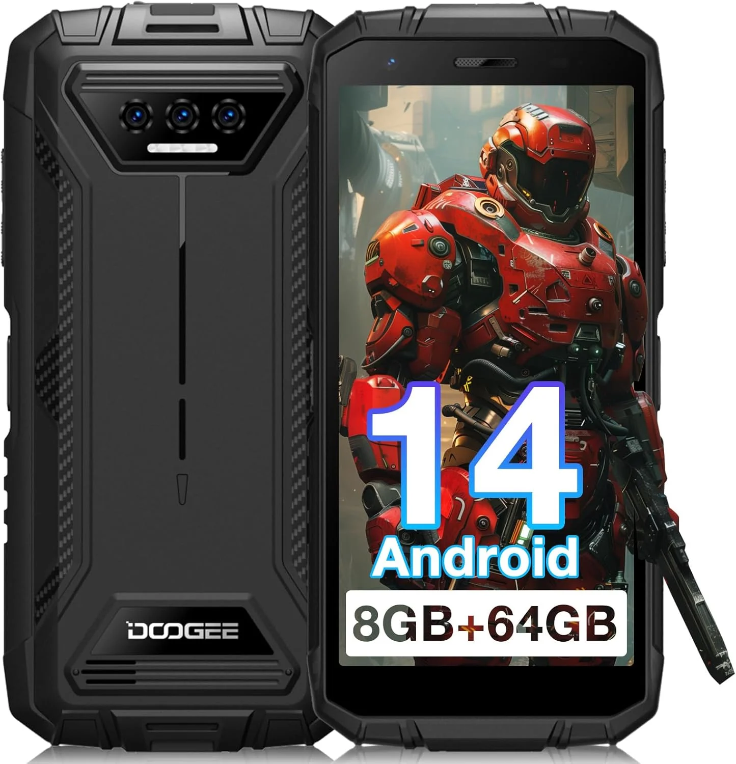 گوشی مقاوم DOOGEE S41 Pro، اندروید 12، 6300mAh، 7 گیگابایت + 32 گیگابایت (قابل ارتقا تا 1 ترابایت)، صفحه نمایش 5.5 اینچی HD+، دوربین 13 مگاپیکسلی، تلفن 4G دو سیم کارته ضد آب IP68، تشخیص چهره، NFC (مشکی)