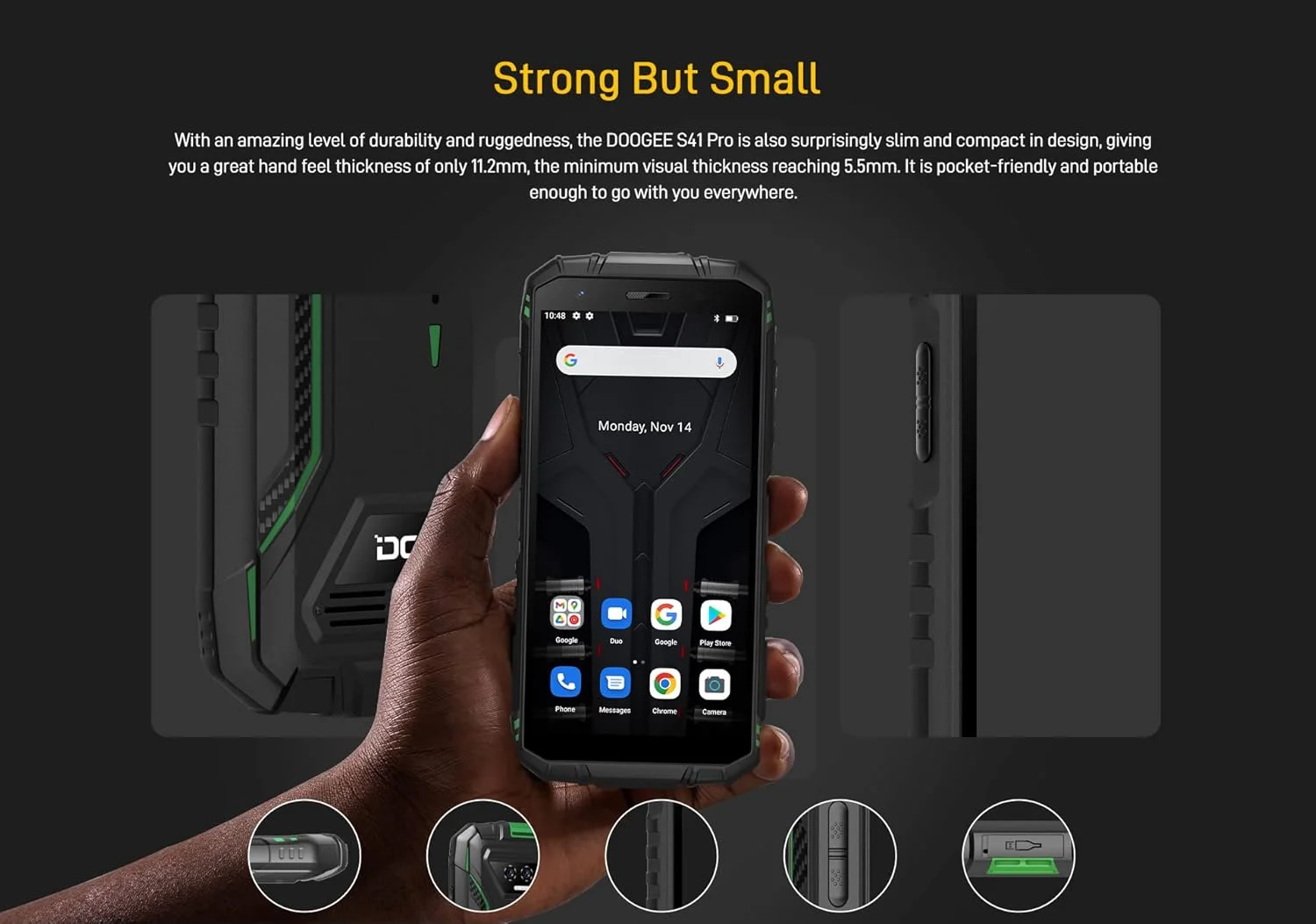 گوشی موبایل مقاوم DOOGEE مدل S41 PRO با اندروید 12، پردازنده هشت هستهای، 4 گیگابایت رم + 32 گیگابایت حافظه داخلی (قابل ارتقا تا 1 ترابایت)، باتری 6300 میلیآمپر، دوربین سهگانه 13 مگاپیکسلی AI، گوشی هوشمند ضد آب، ضد ضربه و ضد گرد و غبار با استاندارد IP68، دو سیم کارت، صفحه نمایش 5.5 اینچی HD+، GPS NFC - مشکی گوشی موبایل مقاوم DOOGEE مدل S41 PRO با اندروید 12، پردازنده هشت هستهای، 4 گیگابایت رم + 32 گیگابایت حافظه داخلی (قابل ارتقا تا 1 ترابایت)، باتری 6300 میلیآمپر، دوربین سهگانه 13 مگاپیکسلی AI، گوشی هوشمند ضد آب، ضد ضربه و ضد گرد و غبار با استاندارد IP68، دو سیم کارت، صفحه نمایش 5.5 اینچی HD+، GPS NFC - مشکی