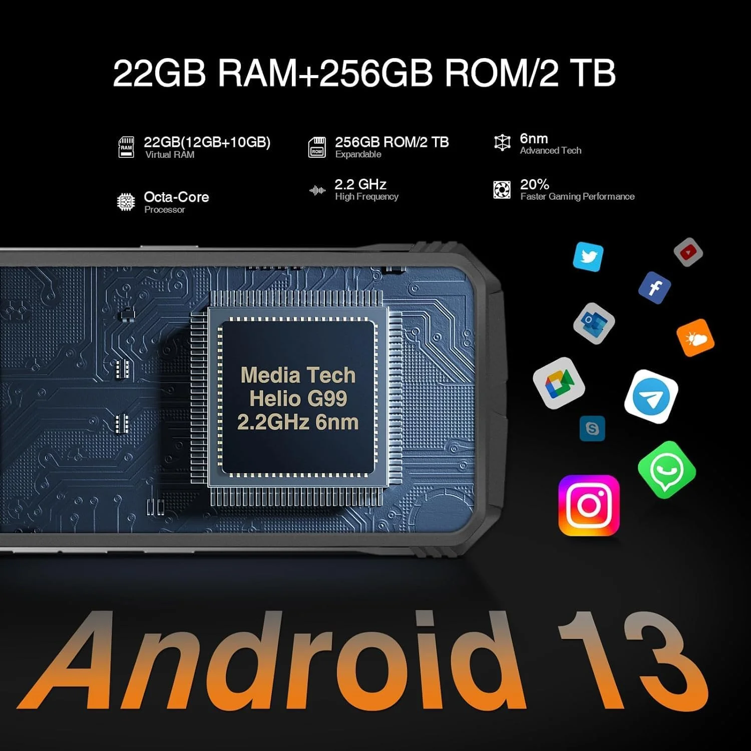گوشی مقاوم DOOGEE S110 2023، اندروید 13، رم 22 گیگابایت + رام 256 گیگابایت (TF 2 ترابایت)، باتری 10800 میلی آمپر ساعت/66 وات، دید در شب 50 مگاپیکسل + 24 مگاپیکسل، 4G دو سیم کارت، OTG/GPS/NFC (مشکی) گوشی مقاوم DOOGEE S110 2023، اندروید 13، رم 22 گیگابایت + رام 256 گیگابایت (TF 2 ترابایت)، باتری 10800 میلی آمپر ساعت/66 وات، دید در شب 50 مگاپیکسل + 24 مگاپیکسل، 4G دو سیم کارت، OTG/GPS/NFC (مشکی)
