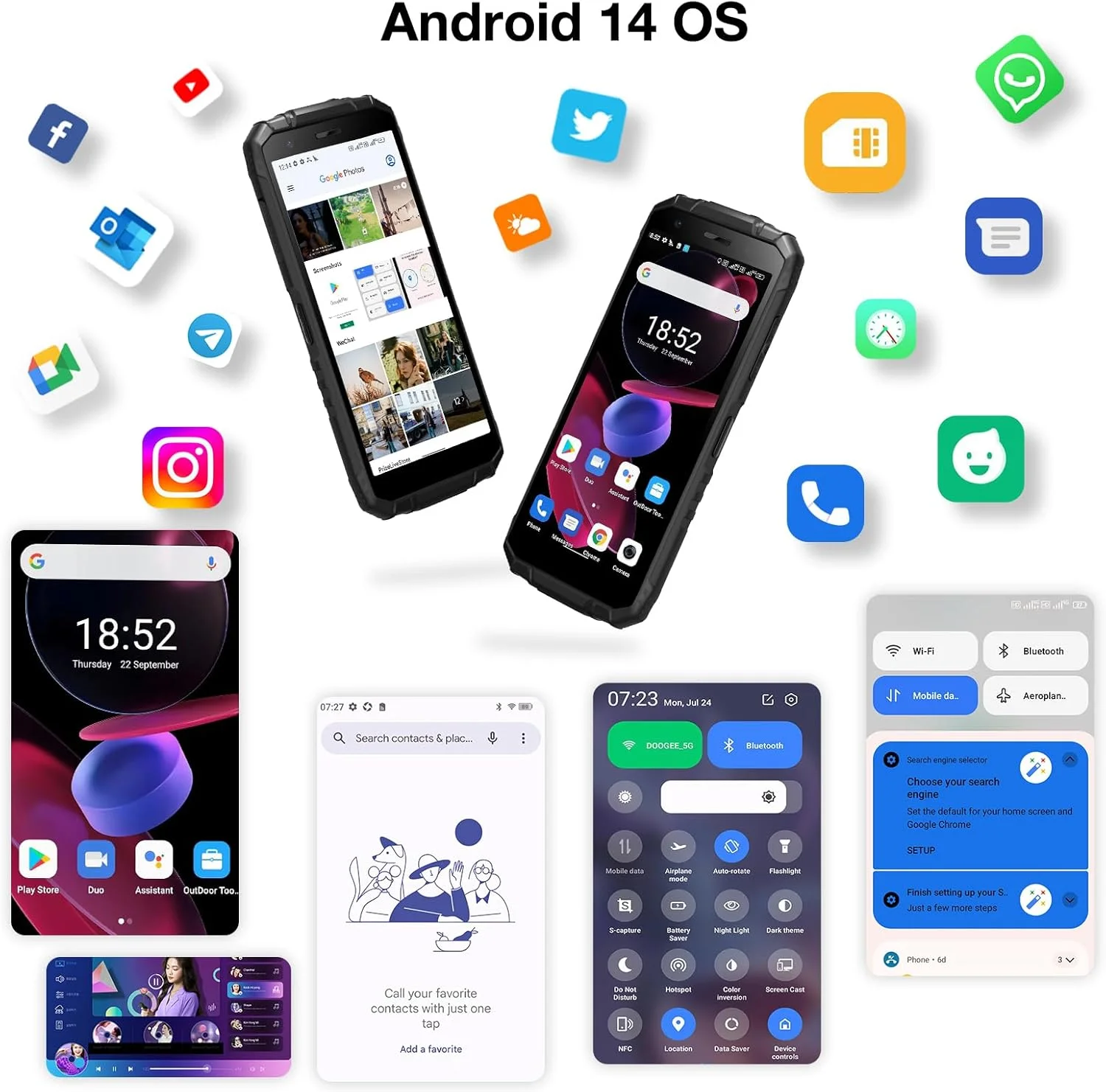 گوشی مقاوم DOOGEE S41 Pro، اندروید 12، 6300mAh، 7 گیگابایت + 32 گیگابایت (قابل ارتقا تا 1 ترابایت)، صفحه نمایش 5.5 اینچی HD+، دوربین 13 مگاپیکسلی، تلفن 4G دو سیم کارته ضد آب IP68، تشخیص چهره، NFC (مشکی) گوشی مقاوم DOOGEE S41 Pro، اندروید 12، 6300mAh، 7 گیگابایت + 32 گیگابایت (قابل ارتقا تا 1 ترابایت)، صفحه نمایش 5.5 اینچی HD+، دوربین 13 مگاپیکسلی، تلفن 4G دو سیم کارته ضد آب IP68، تشخیص چهره، NFC (مشکی)