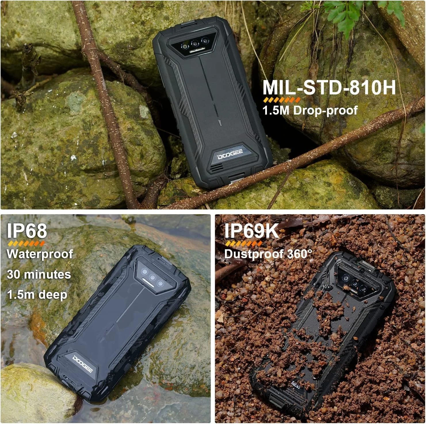 گوشی مقاوم DOOGEE S41 Pro، اندروید 12، 6300mAh، 7 گیگابایت + 32 گیگابایت (قابل ارتقا تا 1 ترابایت)، صفحه نمایش 5.5 اینچی HD+، دوربین 13 مگاپیکسلی، تلفن 4G دو سیم کارته ضد آب IP68، تشخیص چهره، NFC (مشکی) گوشی مقاوم DOOGEE S41 Pro، اندروید 12، 6300mAh، 7 گیگابایت + 32 گیگابایت (قابل ارتقا تا 1 ترابایت)، صفحه نمایش 5.5 اینچی HD+، دوربین 13 مگاپیکسلی، تلفن 4G دو سیم کارته ضد آب IP68، تشخیص چهره، NFC (مشکی)