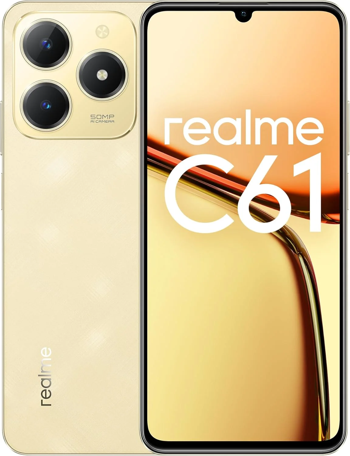 گوشی موبایل ریلمی C61 دو سیم کارت 128 گیگابایت رام + 6 گیگابایت رم (فقط GSM | بدون CDMA) نسخه بین المللی آنلاک شده کارخانه ای 4G/LTE (طلایی درخشان)