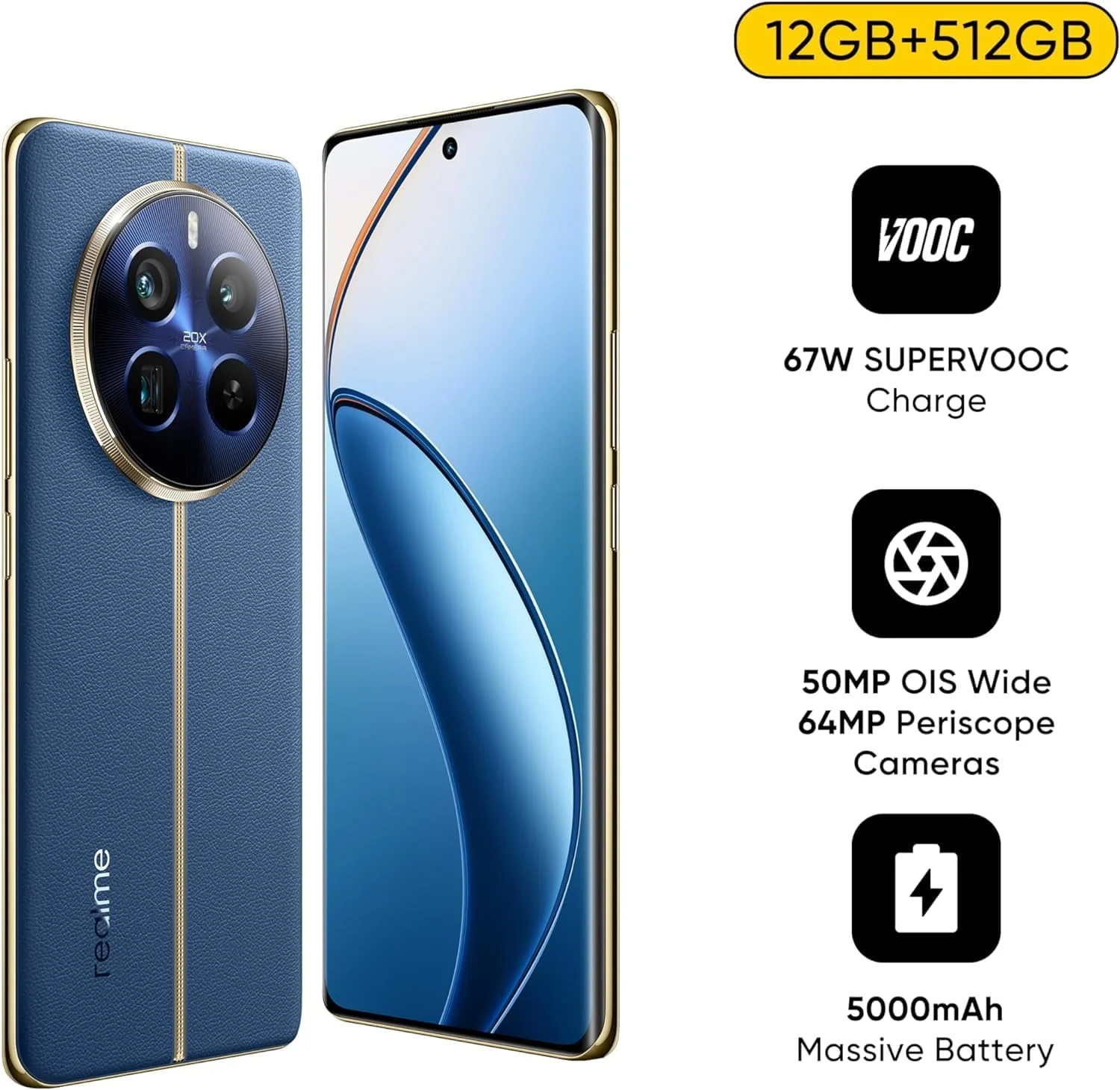گوشی موبایل ریلمی 12 پرو پلاس 5G دو سیم کارت 512 گیگابایت رم 12 گیگابایت (آبی زیردریایی)