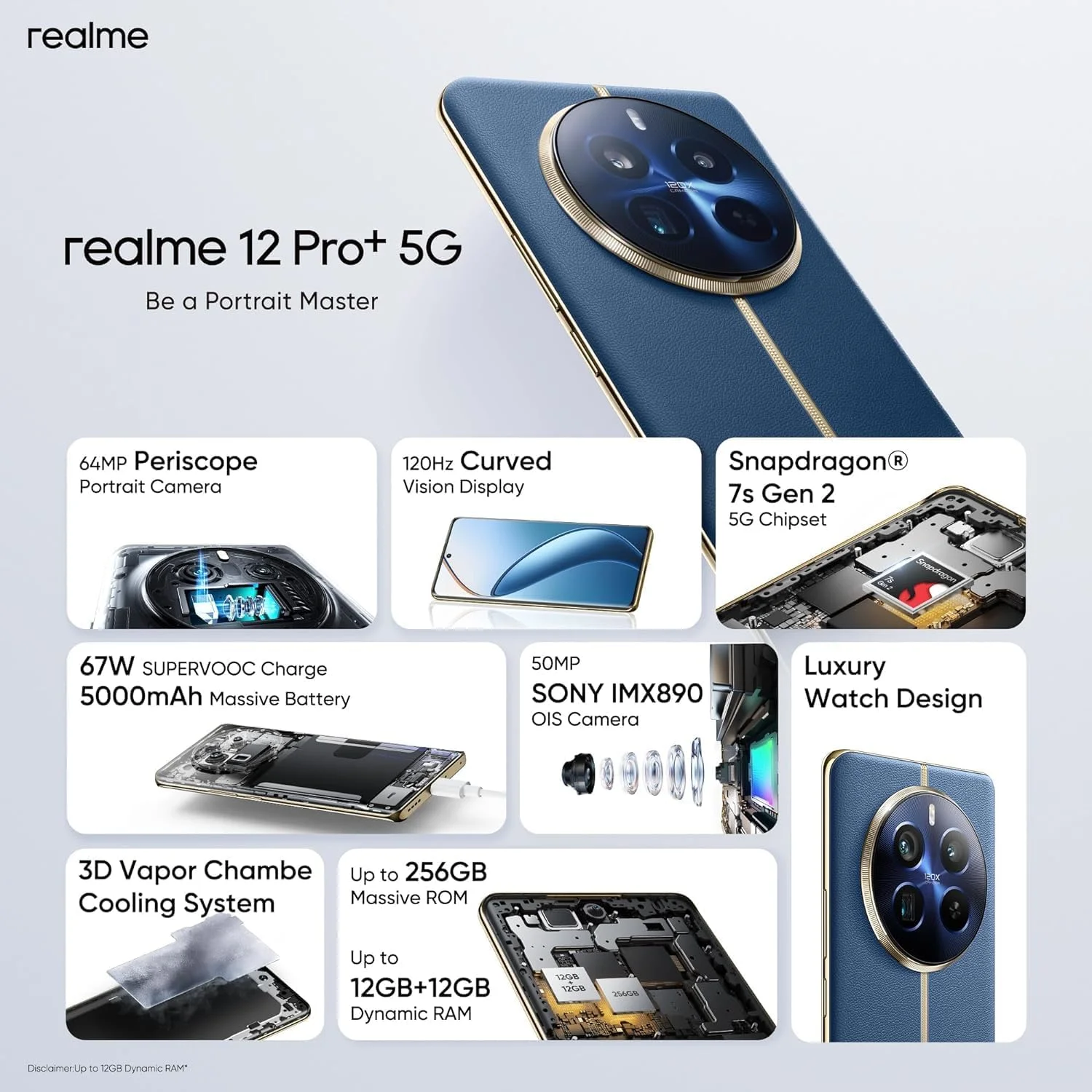 گوشی موبایل ریلمی 12 پرو پلاس 5G دو سیم کارت 512 گیگابایت رم 12 گیگابایت (آبی زیردریایی)