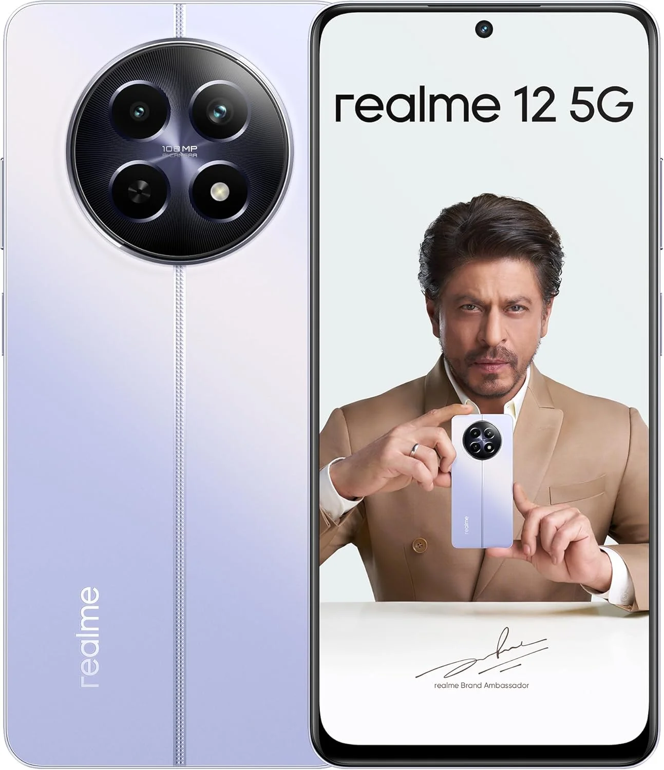 گوشی موبایل realme 12 5G (بنفش گرگ و میش، 8 گیگابایت رم، 256 گیگابایت حافظه داخلی) | نمایشگر نور خورشید 950 نیت | دوربین پرتره 108 مگاپیکسلی با زوم 3 برابری | باتری 5000 میلی آمپر ساعتی | 12 ماه گارانتی