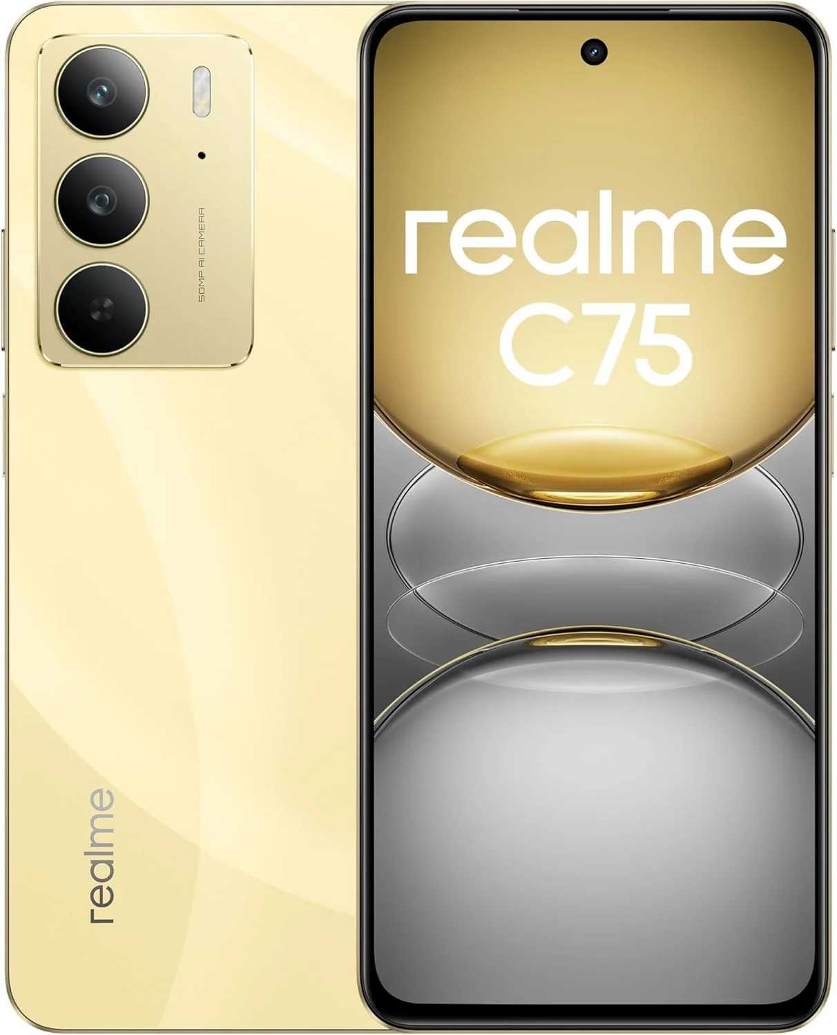گوشی هوشمند realme C75، دو سیم کارت، 8 گیگابایت رم + 256 گیگابایت حافظه داخلی، باتری 6000 میلی آمپر ساعتی، صفحه نمایش 6.72 اینچی FHD+، دوربین دوگانه 50 مگاپیکسلی، 4G LTE با 12 ماه گارانتی - نسخه بین المللی (طلایی)
