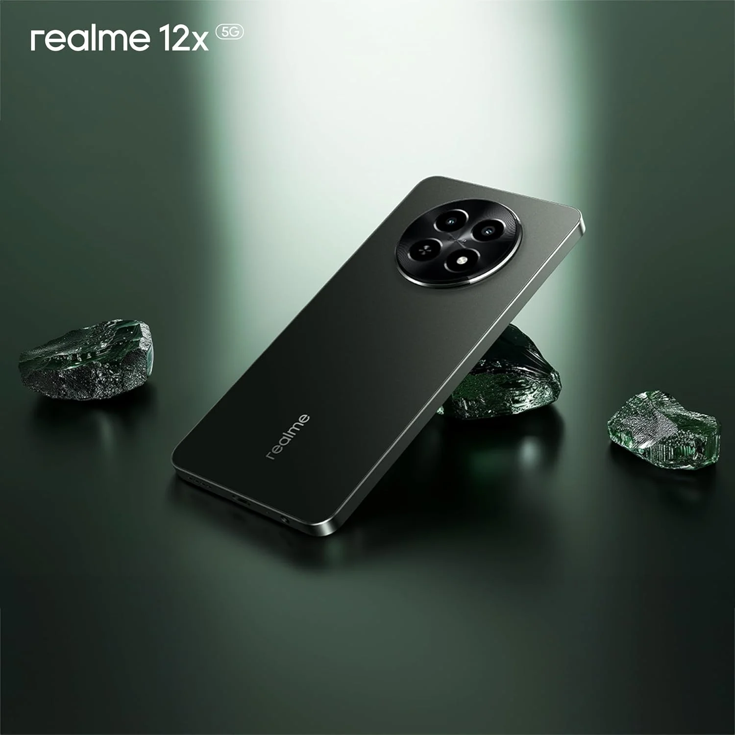 گوشی موبایل realme 12x 5G دو سیم کارت (مشکی درخشان، 8 گیگابایت رم، 256 گیگابایت حافظه داخلی) | نمایشگر 120 هرتز با محافظت از چشم | تراشه 5G 6 نانومتری | باتری 5000 میلی آمپر ساعت | 12 ماه گارانتی - نسخه خاورمیانه
