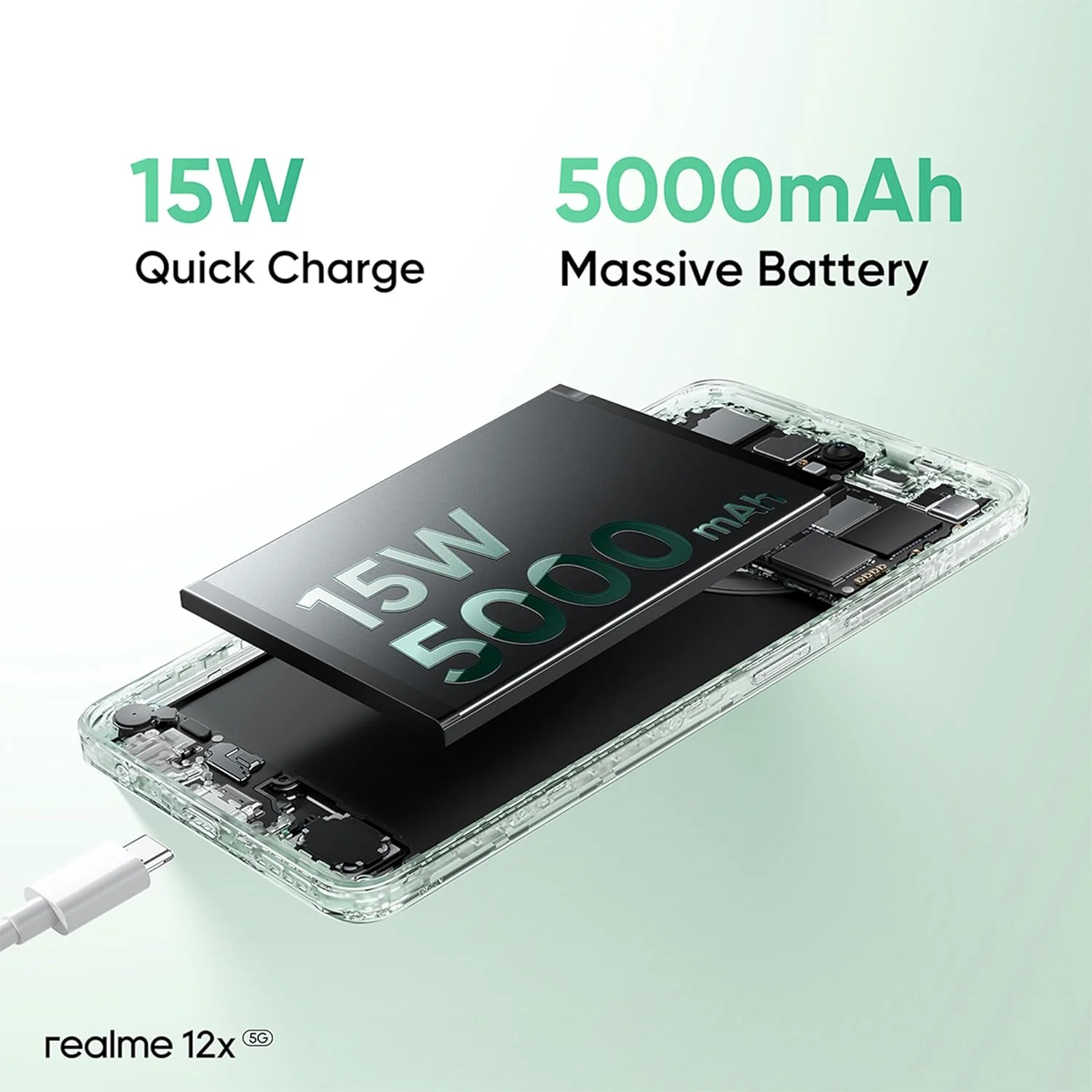 گوشی موبایل realme 12x 5G دو سیم کارت (مشکی درخشان، 8 گیگابایت رم، 256 گیگابایت حافظه داخلی) | نمایشگر 120 هرتز با محافظت از چشم | تراشه 5G 6 نانومتری | باتری 5000 میلی آمپر ساعت | 12 ماه گارانتی - نسخه خاورمیانه
