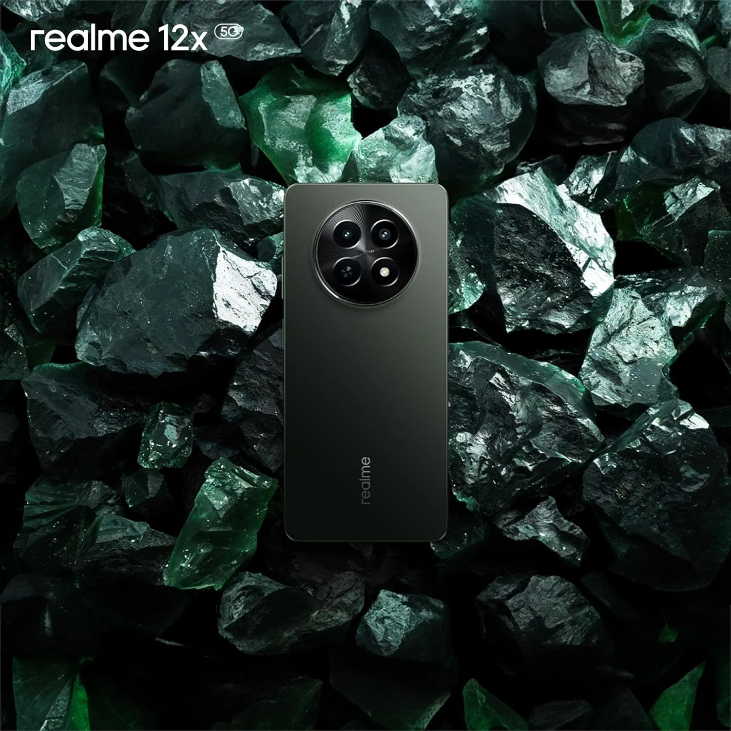 گوشی موبایل realme 12x 5G دو سیم کارت (مشکی درخشان، 8 گیگابایت رم، 256 گیگابایت حافظه داخلی) | نمایشگر 120 هرتز با محافظت از چشم | تراشه 5G 6 نانومتری | باتری 5000 میلی آمپر ساعت | 12 ماه گارانتی - نسخه خاورمیانه