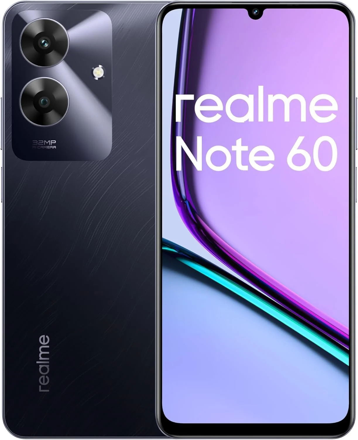 گوشی موبایل Realme Note 60 دو سیم کارت 64 گیگابایت حافظه داخلی + 3 گیگابایت رم (فقط GSM | بدون CDMA) نسخه بین المللی آنلاک شده کارخانه ای 4G/LTE (مشکی مرمر)