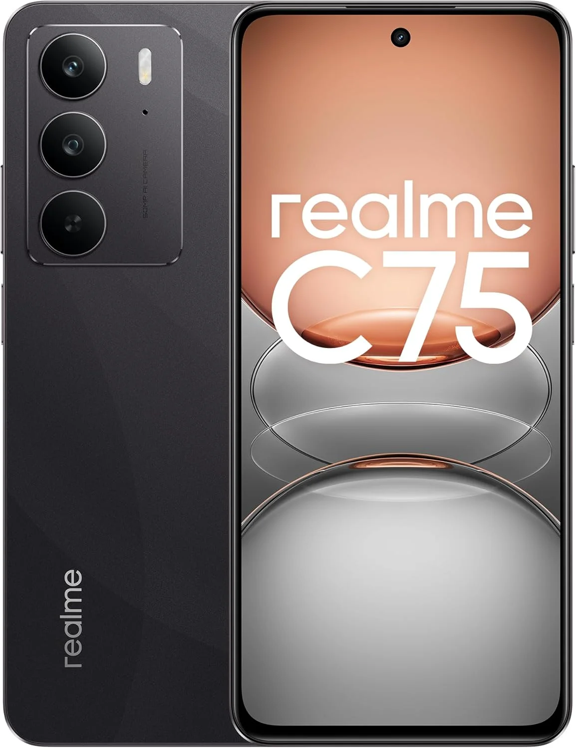 گوشی موبایل Realme C75 دو سیم کارت 128 گیگابایت حافظه داخلی + 8 گیگابایت رم (فقط GSM | بدون CDMA) نسخه بین المللی کارخانه آنلاک شده 4G/LTE (مشکی)