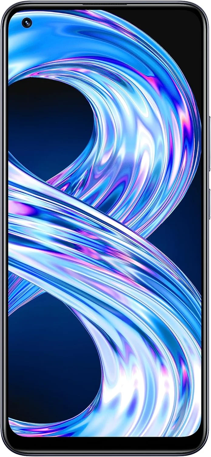 گوشی موبایل realme 8، گوشی هوشمند بدون سیم کارت با دوربین چهارگانه هوش مصنوعی 64 مگاپیکسلی، صفحه نمایش 6.4 اینچی Super AMOLED، شارژ سریع 30 واتی Dart، باتری عظیم 5000 میلی آمپر ساعتی، دو سیم کارت، NFC، 4+64 گیگابایت، مشکی پانک