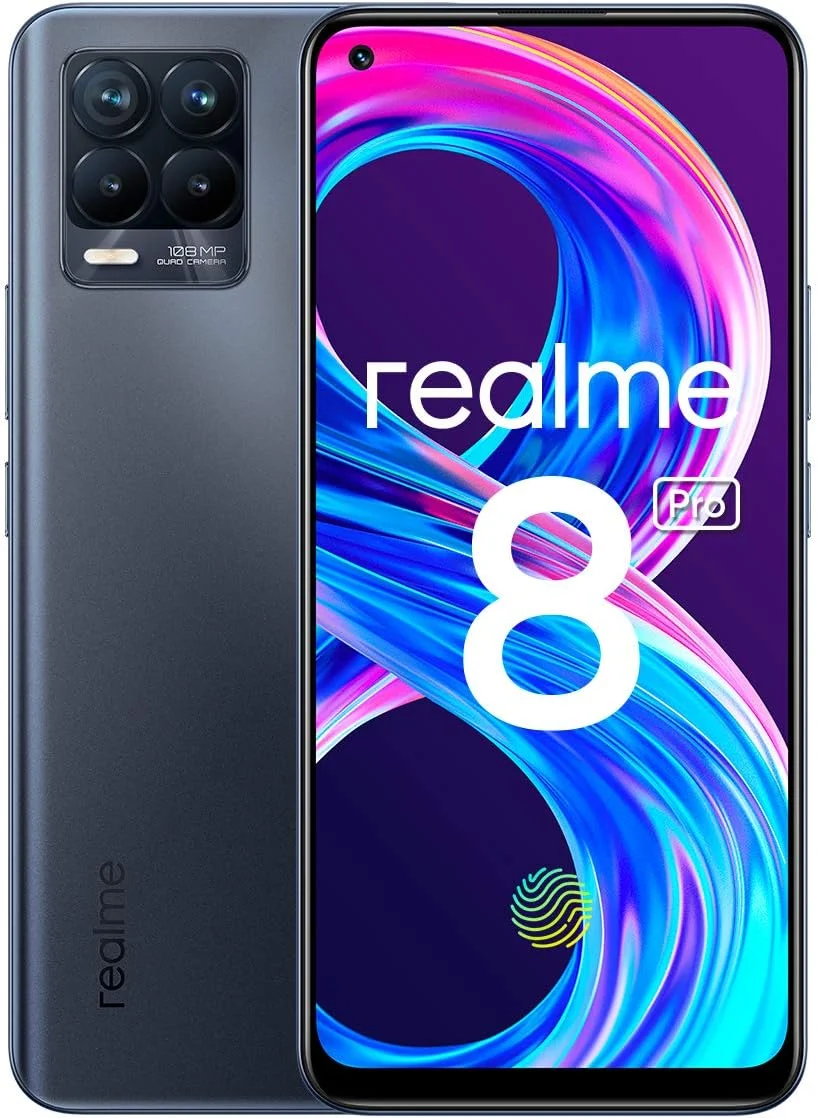 گوشی موبایل realme 8 Pro، گوشی هوشمند آنلاک سیم کارت خور با دوربین چهارگانه فوق العاده 108 مگاپیکسلی، صفحه نمایش 6.4 اینچی Super Amoled، شارژ SuperDart 50 واتی، باتری 4500 میلی آمپر ساعتی، دو سیم کارت، NFC، 8+128 گیگابایت، مشکی بی نهایت
