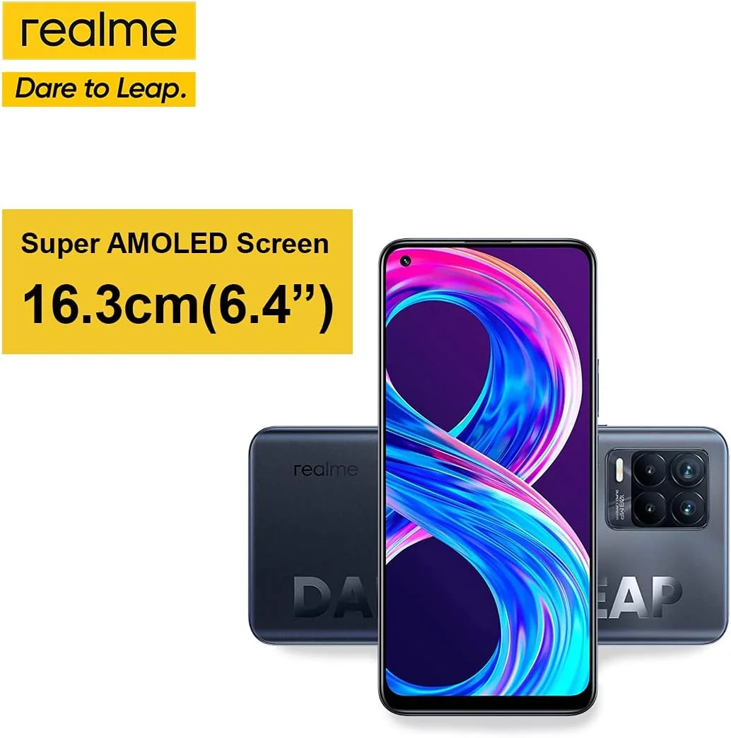 گوشی موبایل realme 8 Pro، گوشی هوشمند آنلاک سیم کارت خور با دوربین چهارگانه فوق العاده 108 مگاپیکسلی، صفحه نمایش 6.4 اینچی Super Amoled، شارژ SuperDart 50 واتی، باتری 4500 میلی آمپر ساعتی، دو سیم کارت، NFC، 8+128 گیگابایت، مشکی بی نهایت