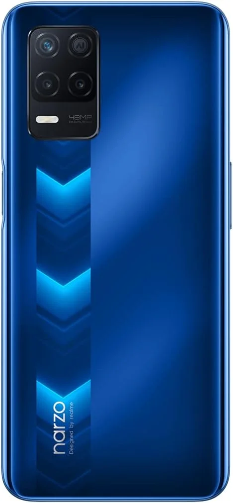 گوشی موبایل دو سیم کارته Realme Narzo 30 با حافظه داخلی 128 گیگابایت و رم 4 گیگابایت (فقط GSM | بدون CDMA) نسخه بین المللی، آنلاک شده کارخانه ای، 5G (آبی مسابقه ای)