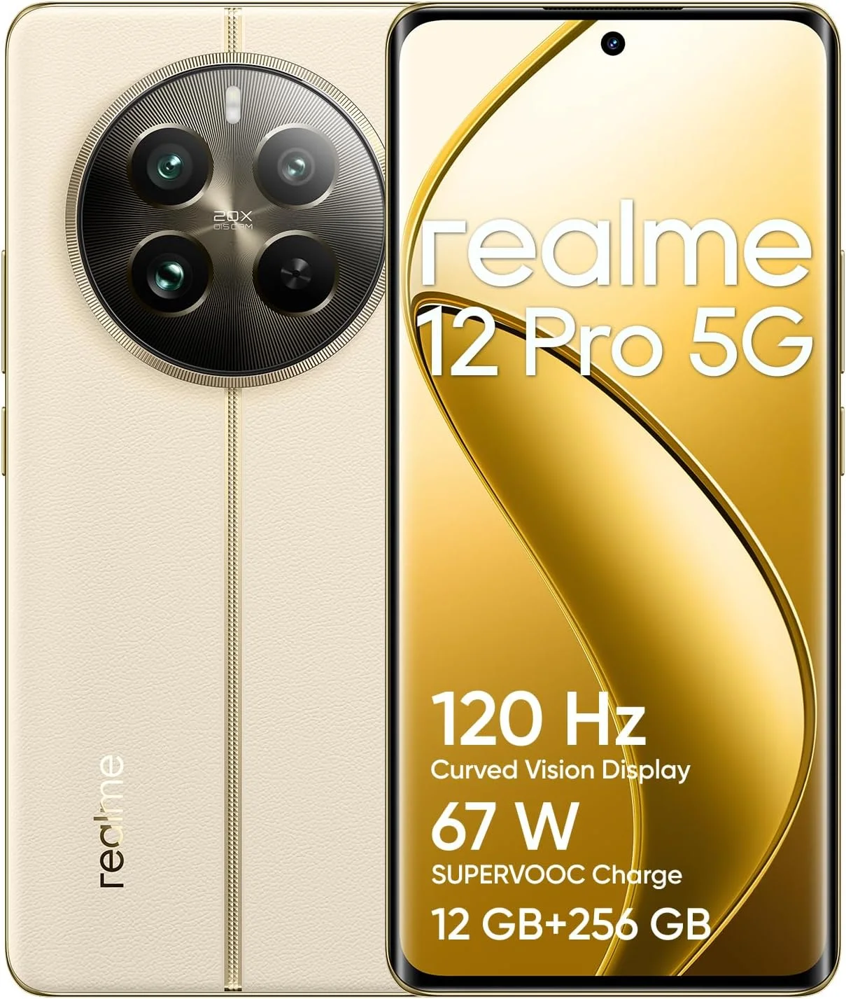 گوشی موبایل Realme 12 Pro دو سیم کارت 256 گیگابایت رام + 12 گیگابایت رم (GSM | CDMA) نسخه بین المللی، آنلاک فکتوری 5G (بژ ناوبر)