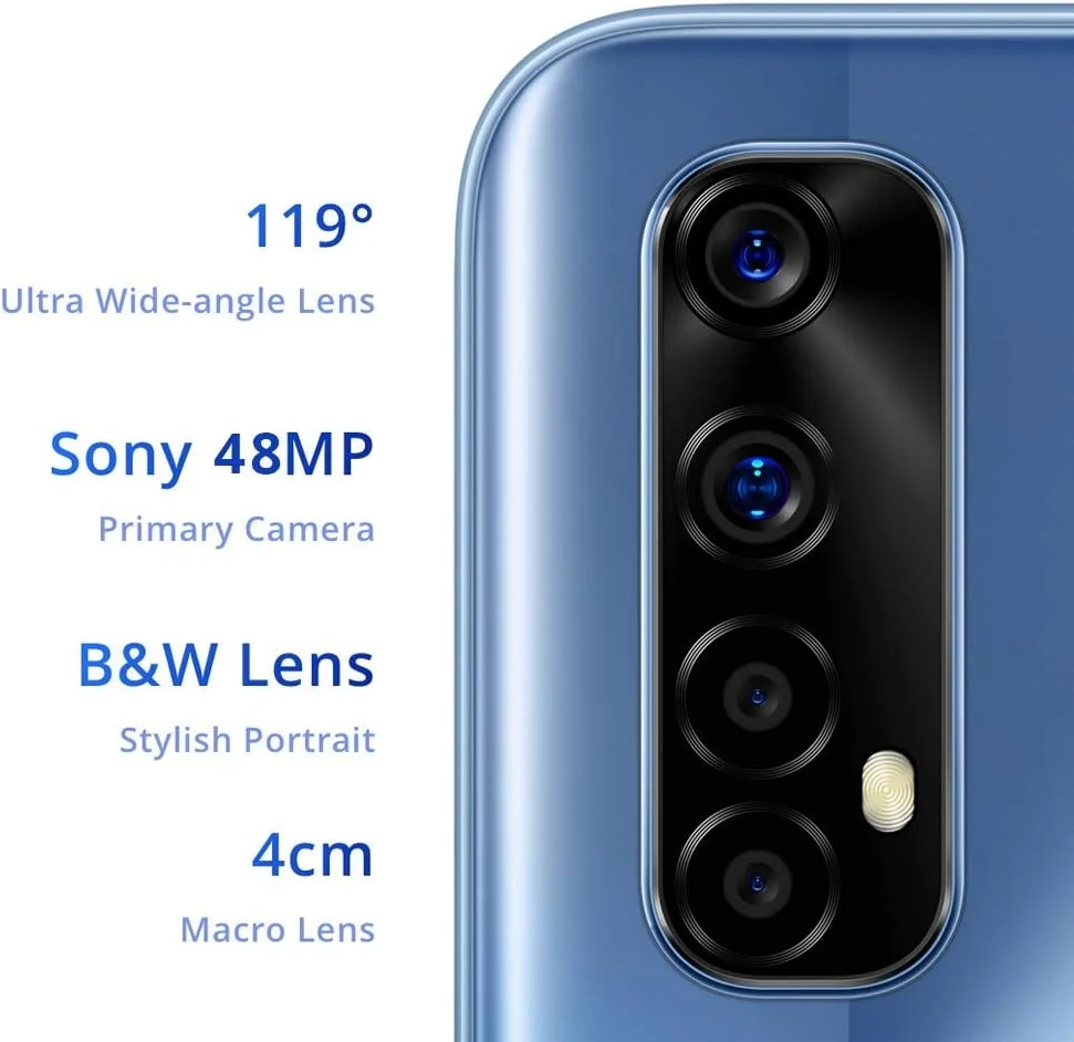 گوشی موبایل Realme 7 دو سیم کارت 128 گیگابایت حافظه داخلی + 8 گیگابایت رم (فقط GSM | بدون CDMA) نسخه بین المللی، کارخانه آنلاک شده 4G/LTE (آبی مه آلود)