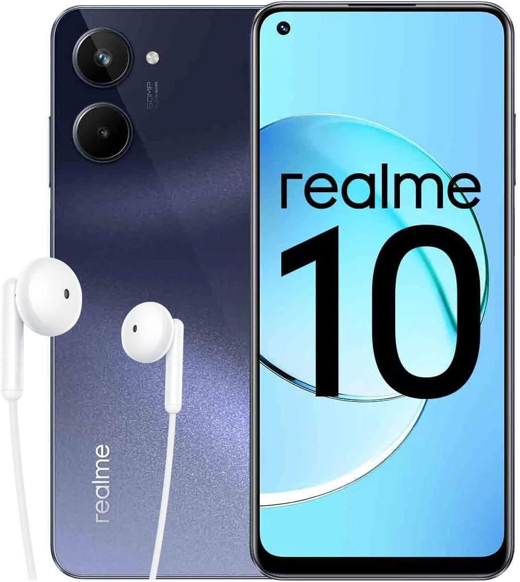 گوشی موبایل ریلمی 10 4G دو سیم کارت 128 گیگابایت حافظه داخلی + 8 گیگابایت رم (فقط GSM | بدون CDMA) نسخه بین المللی آنلاک شده کارخانه ای 4G/LTE (مشکی راش)