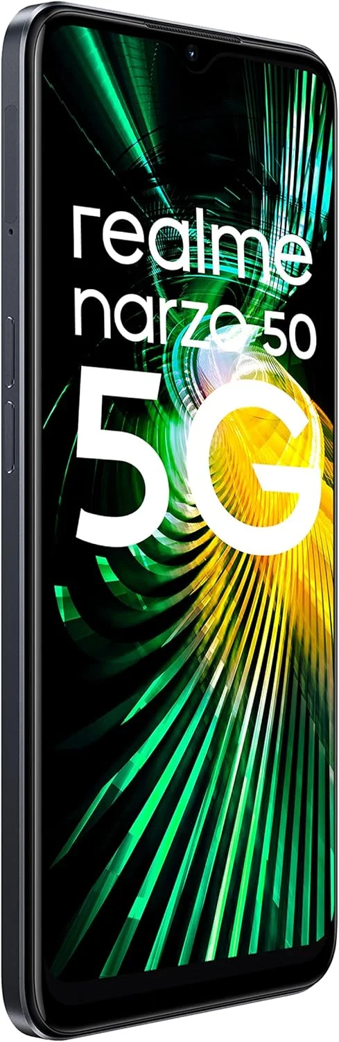 گوشی موبایل realme narzo 50 5G (مشکی هایپر، 6 گیگابایت رم + 128 گیگابایت حافظه داخلی) پردازنده Dimensity 810 5G | دوربین 48 مگاپیکسلی Ultra HD