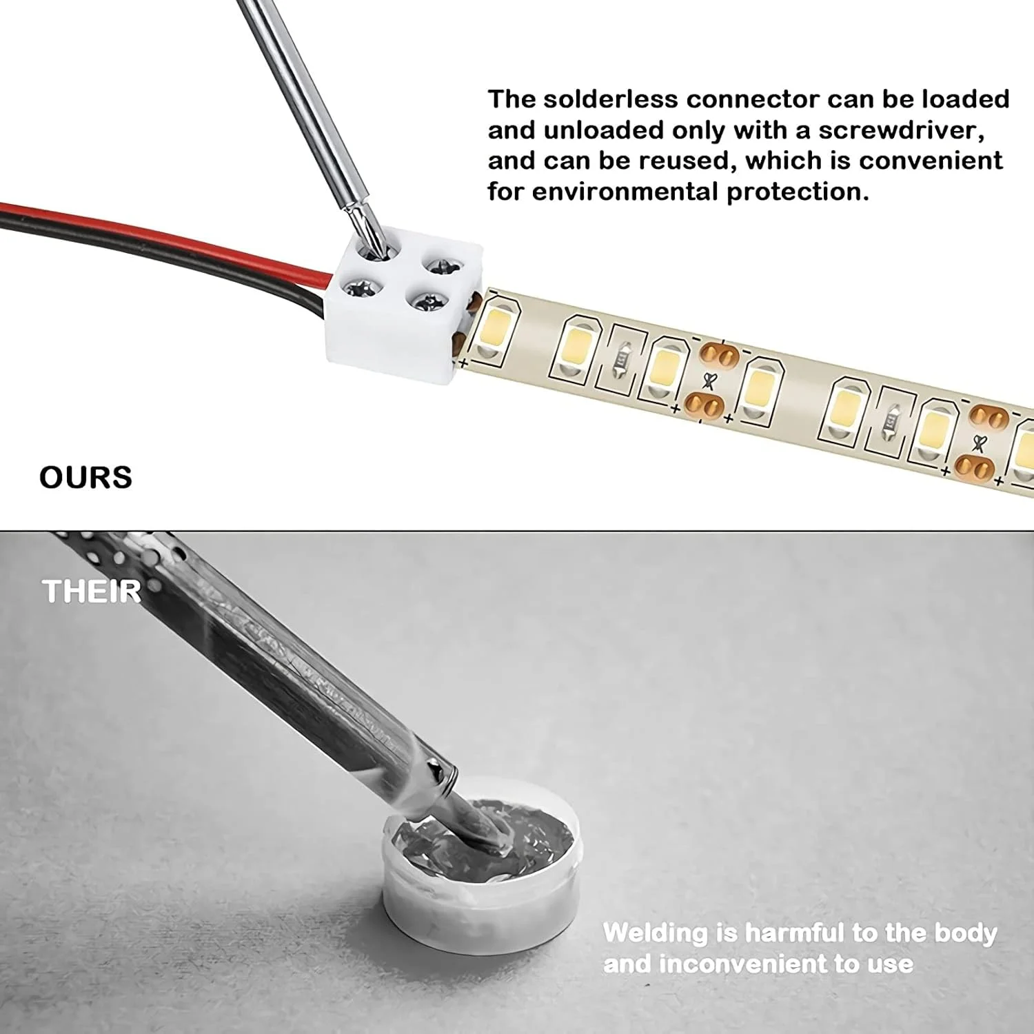 بسته 25 عددی اتصال دهنده نوار LED بدون لحیم کاری، اتصال دهنده بلوک ترمینال 2 پین، اتصال دهنده نوار LED پیچی 8 میلی متری نوار به سیم برای چراغ های نوار LED تک رنگ 5 ولت 12 ولت 24 ولت، سفید، شامل پیچ گوشتی بسته 25 عددی اتصال دهنده نوار LED بدون لحیم کاری، اتصال دهنده بلوک ترمینال 2 پین، اتصال دهنده نوار LED پیچی 8 میلی متری نوار به سیم برای چراغ های نوار LED تک رنگ 5 ولت 12 ولت 24 ولت، سفید، شامل پیچ گوشتی