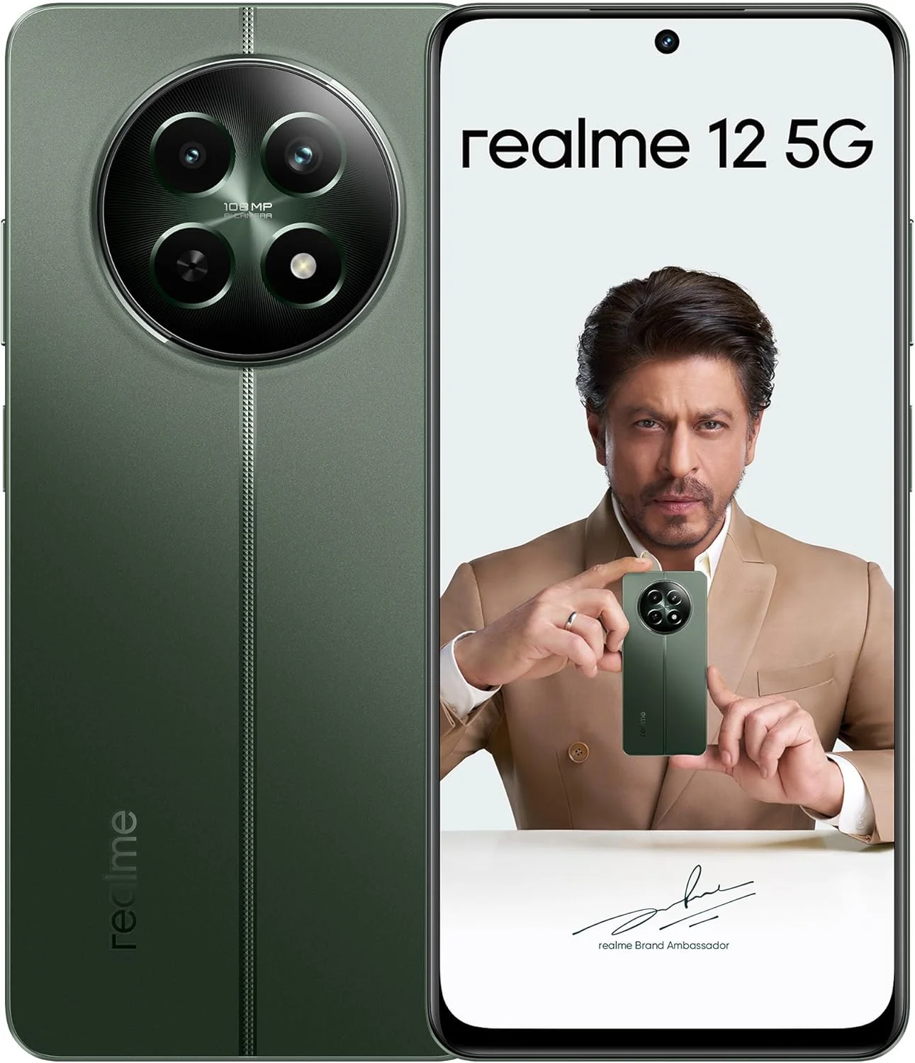 گوشی موبایل Realme 12 5G (سبز جنگلی، 8 گیگابایت رم، 512 گیگابایت حافظه داخلی) | نمایشگر 950 نیتی زیر نور خورشید | دوربین 108 مگاپیکسلی با زوم 3X برای پرتره | باتری 5000 میلی آمپر ساعتی | 12 ماه گارانتی