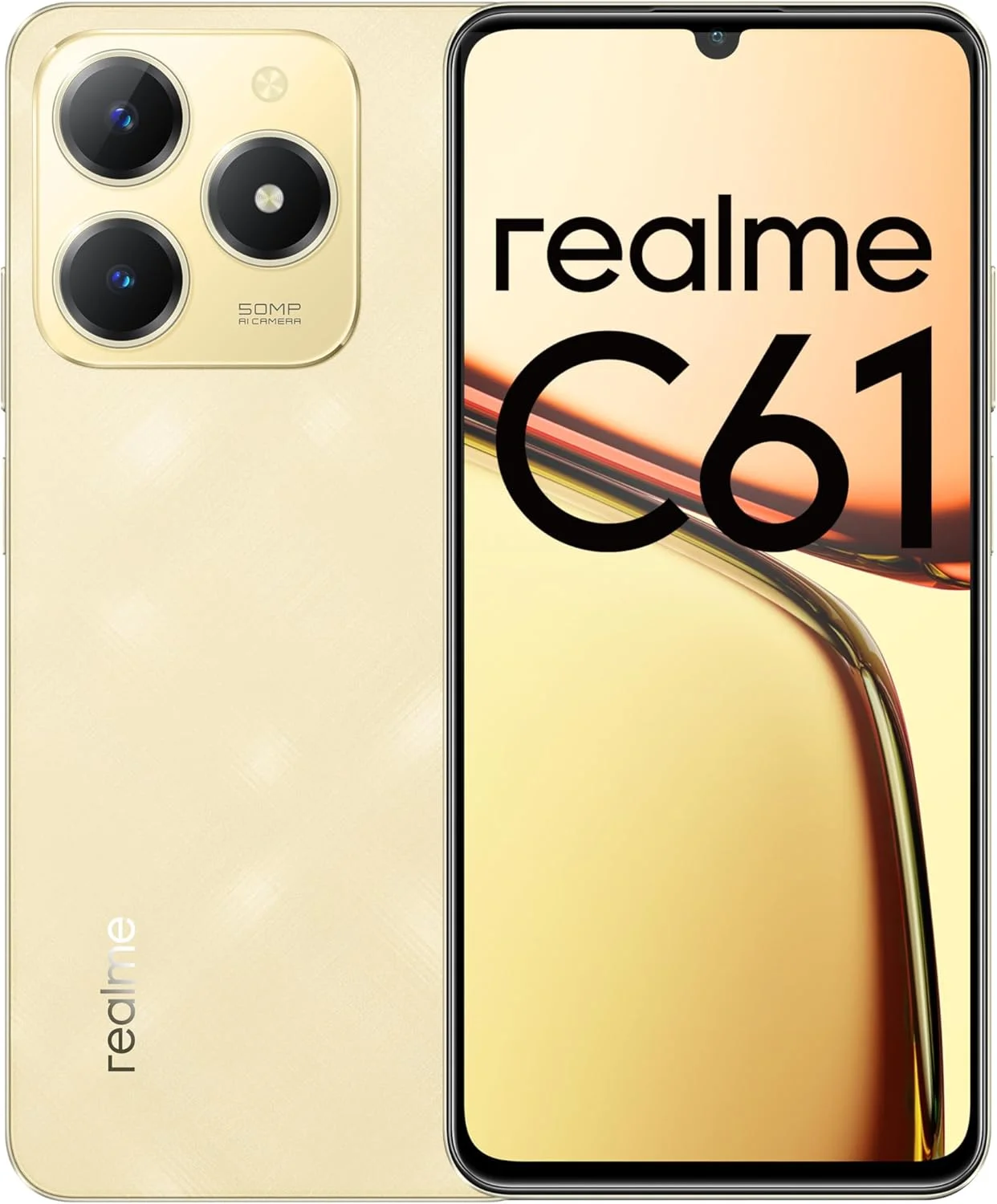 گوشی هوشمند ریلمی C61 4G (128 گیگابایت، 6 گیگابایت رم) دو سیم کارت | صفحه نمایش 6.78 اینچی HD+ 90 هرتز | دوربین 32 مگاپیکسل | باتری 5000 میلی آمپر ساعت | اندروید 14 | حسگر اثر انگشت جانبی (طلایی درخشان)