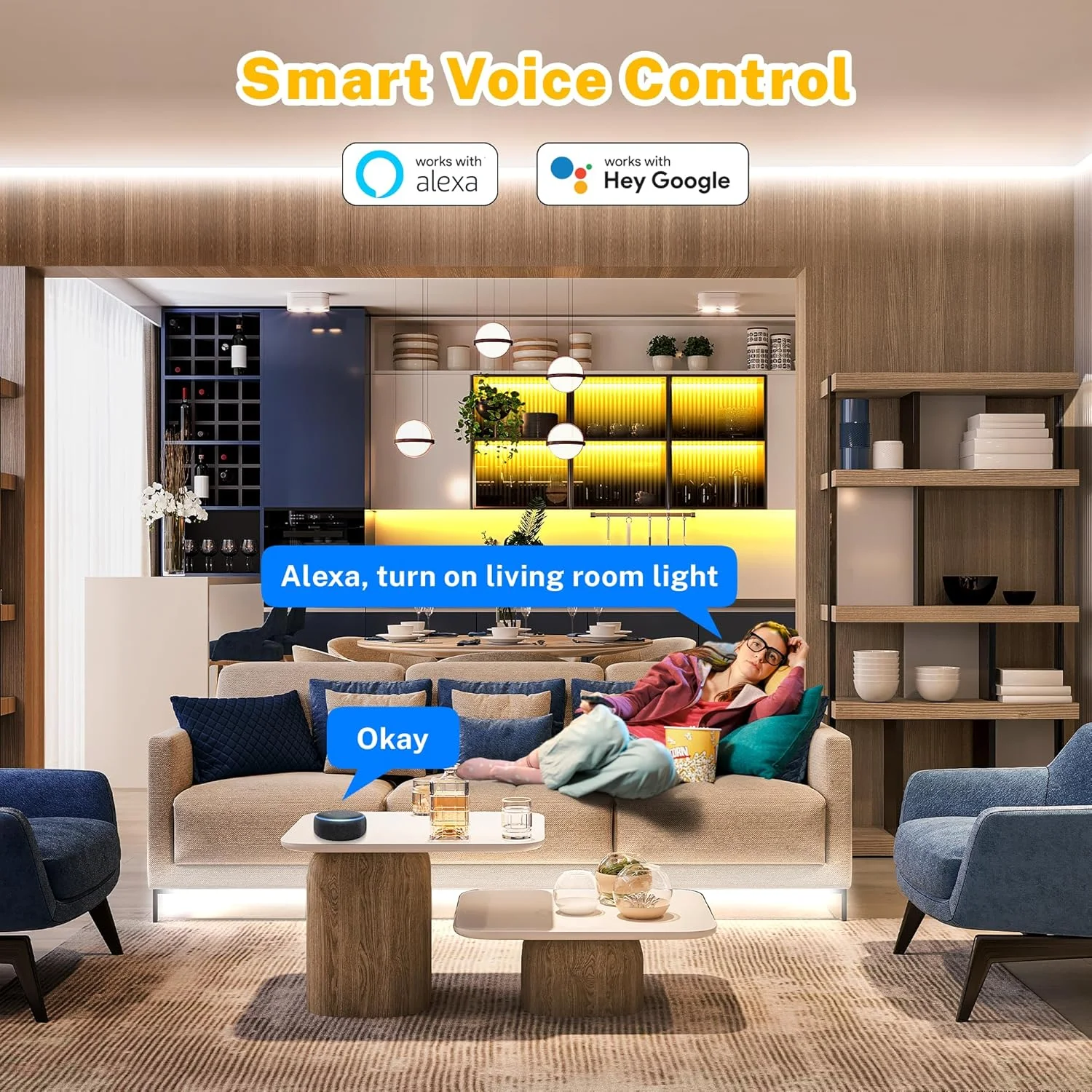 نوار نور ال ای دی COB سفید TENDIST سازگار با WiFi Alexa، 3000k تا 6500k سفید گرم تا سفید سرد، نوار COB فوق العاده روشن دیمر پذیر، نورپردازی کابینت با ریموت و برنامه برای آشپزخانه، اتاق خواب (10 متر)