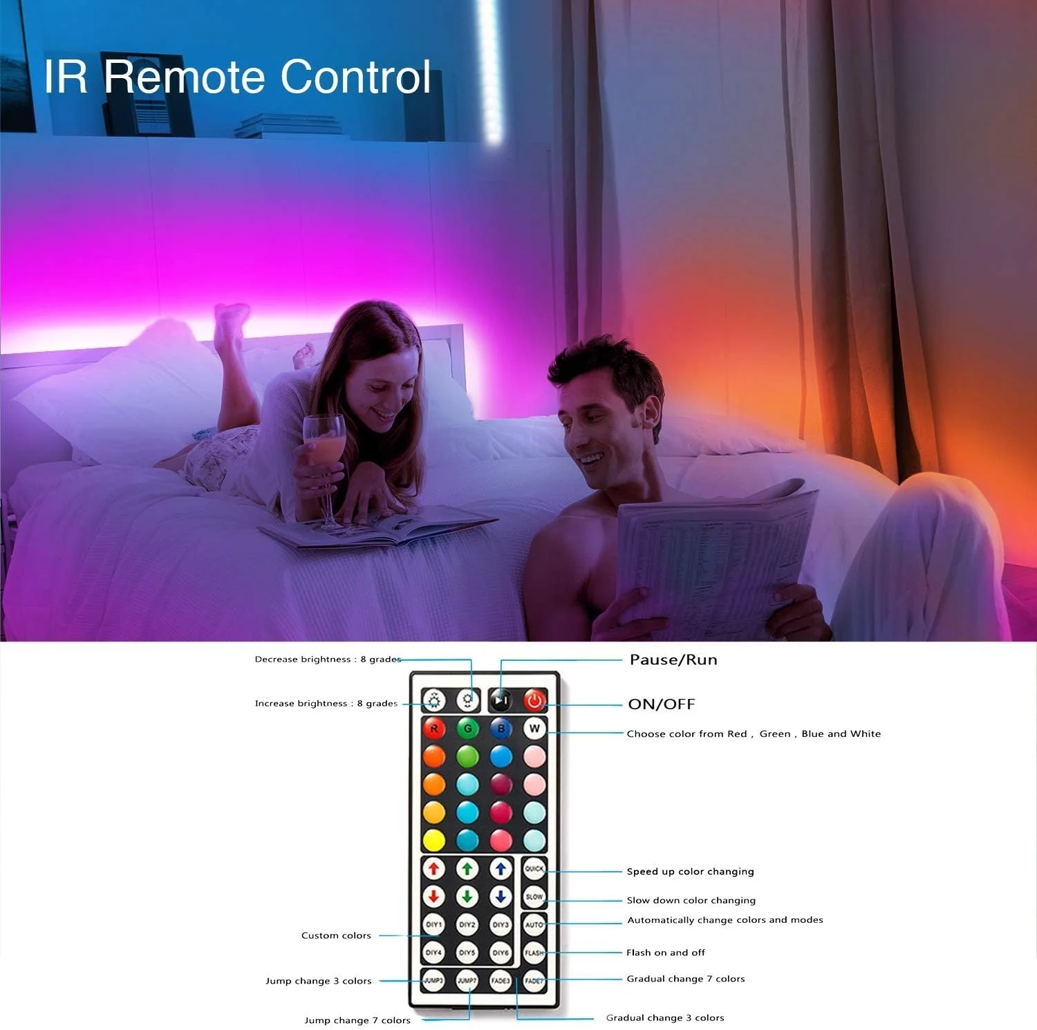نوار چراغ LED تریفی، کیت نوارهای چراغ LED فوق العاده بلند RGB 5050 با قابلیت تغییر رنگ، نوارهای چراغ LED 10 متری با ریموت 44 کلیدی، چراغ های LED ریموت دار برای اتاق خواب، آشپزخانه، خانه، تزئینات جشنواره (5Mx2) نوار چراغ LED تریفی، کیت نوارهای چراغ LED فوق العاده بلند RGB 5050 با قابلیت تغییر رنگ، نوارهای چراغ LED 10 متری با ریموت 44 کلیدی، چراغ های LED ریموت دار برای اتاق خواب، آشپزخانه، خانه، تزئینات جشنواره (5Mx2)