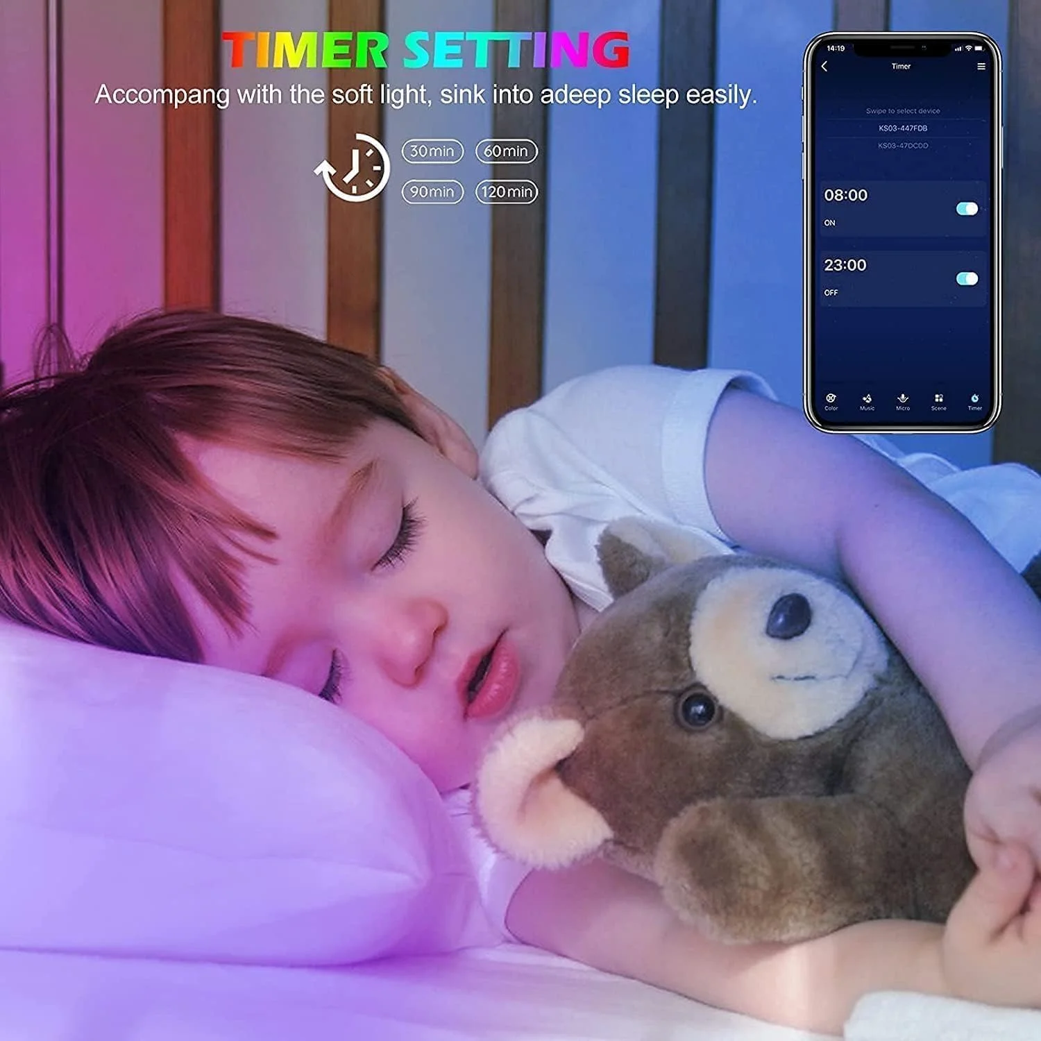 نوار چراغ ال ای دی 30 متری Tenmiro، نوار چراغ بلوتوثی با کنترل از راه دور و برنامه، نور RGB انعطاف پذیر DIY چند رنگ همگام سازی موسیقی زمان بندی برای آشپزخانه، اتاق خواب، دکوراسیون مهمانی (2x15m) نوار چراغ ال ای دی 30 متری Tenmiro، نوار چراغ بلوتوثی با کنترل از راه دور و برنامه، نور RGB انعطاف پذیر DIY چند رنگ همگام سازی موسیقی زمان بندی برای آشپزخانه، اتاق خواب، دکوراسیون مهمانی (2x15m)