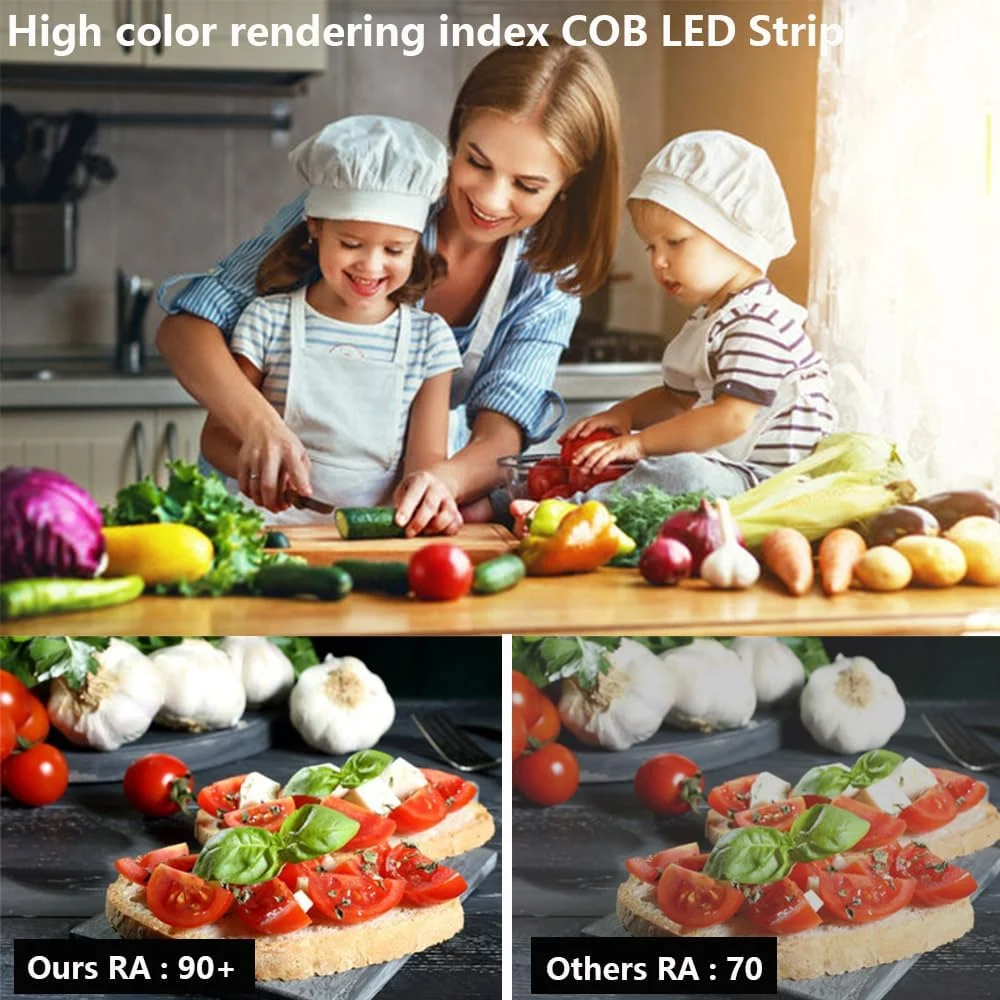 نوار LED COB تاپای 12 ولت سفید گرم ضد آب IP65، نوار LED 5 متری 3000K چسبی، CRI>93، 480LED/M روشنایی 4000 لومن، قابل برش انعطاف پذیر برای آشپزخانه، اتاق خواب، اتاق نشیمن، نورپردازی نوار LED COB تاپای 12 ولت سفید گرم ضد آب IP65، نوار LED 5 متری 3000K چسبی، CRI>93، 480LED/M روشنایی 4000 لومن، قابل برش انعطاف پذیر برای آشپزخانه، اتاق خواب، اتاق نشیمن، نورپردازی