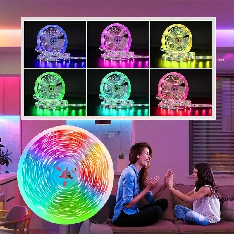 نوار چراغ LED RGB یوآنتی 12 ولت با کنترل اپلیکیشن بلوتوث، همگام سازی موسیقی، تغییر رنگ، چراغ های LED هوشمند برای دکوراسیون منزل، نور پس زمینه تلویزیون (20 متر) نوار چراغ LED RGB یوآنتی 12 ولت با کنترل اپلیکیشن بلوتوث، همگام سازی موسیقی، تغییر رنگ، چراغ های LED هوشمند برای دکوراسیون منزل، نور پس زمینه تلویزیون (20 متر)