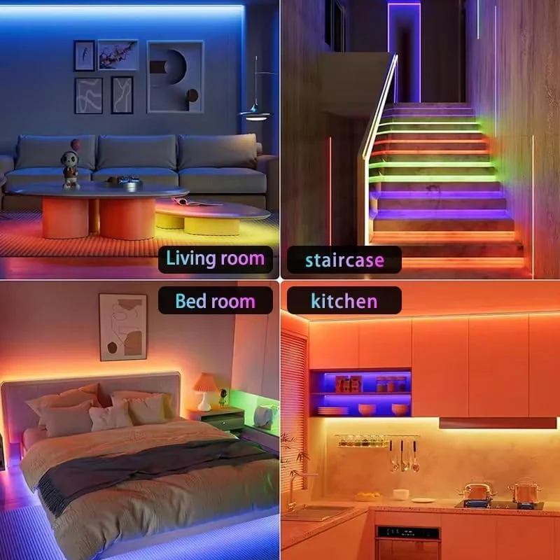نوار چراغ LED RGB یوآنتی 12 ولت با کنترل اپلیکیشن بلوتوث، همگام سازی موسیقی، تغییر رنگ، چراغ های LED هوشمند برای دکوراسیون منزل، نور پس زمینه تلویزیون (20 متر) نوار چراغ LED RGB یوآنتی 12 ولت با کنترل اپلیکیشن بلوتوث، همگام سازی موسیقی، تغییر رنگ، چراغ های LED هوشمند برای دکوراسیون منزل، نور پس زمینه تلویزیون (20 متر)